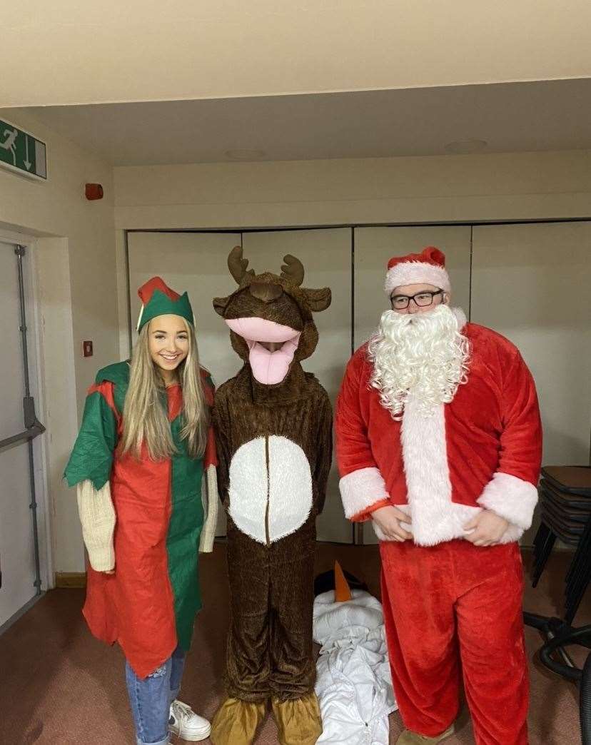 Santa made an appearance along with one of his elves and a reindeer!