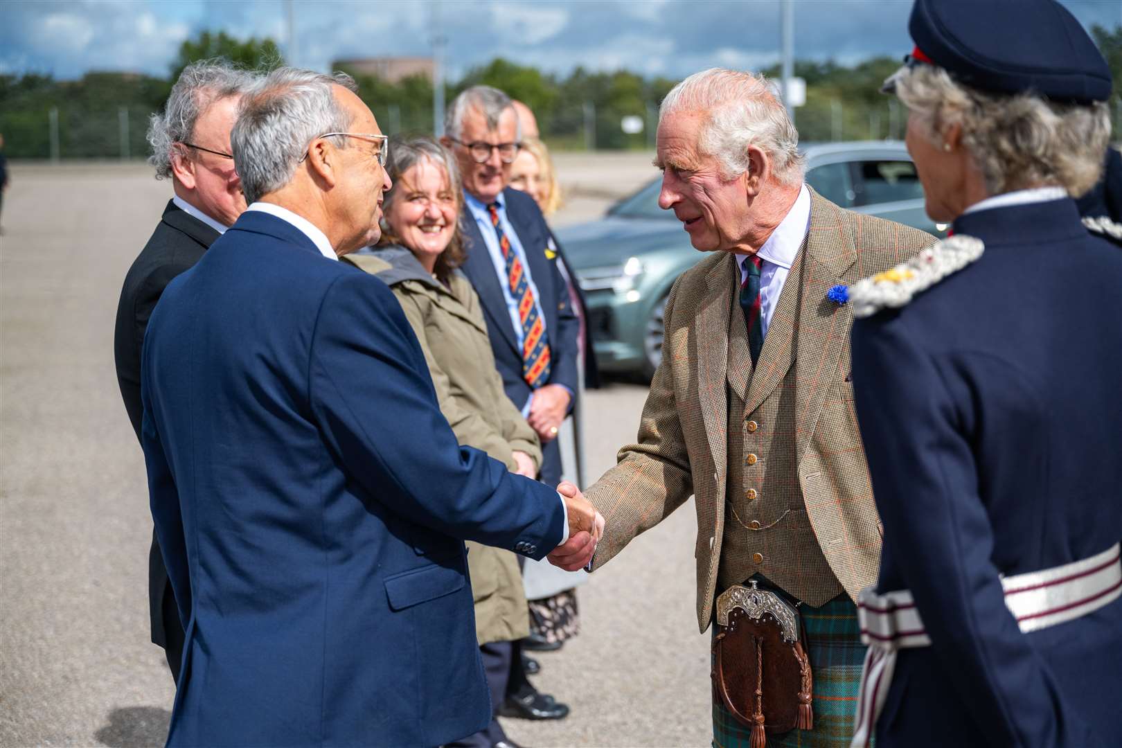 Global group chairman Roy MacGregor welcomes The King to the Nigg site.