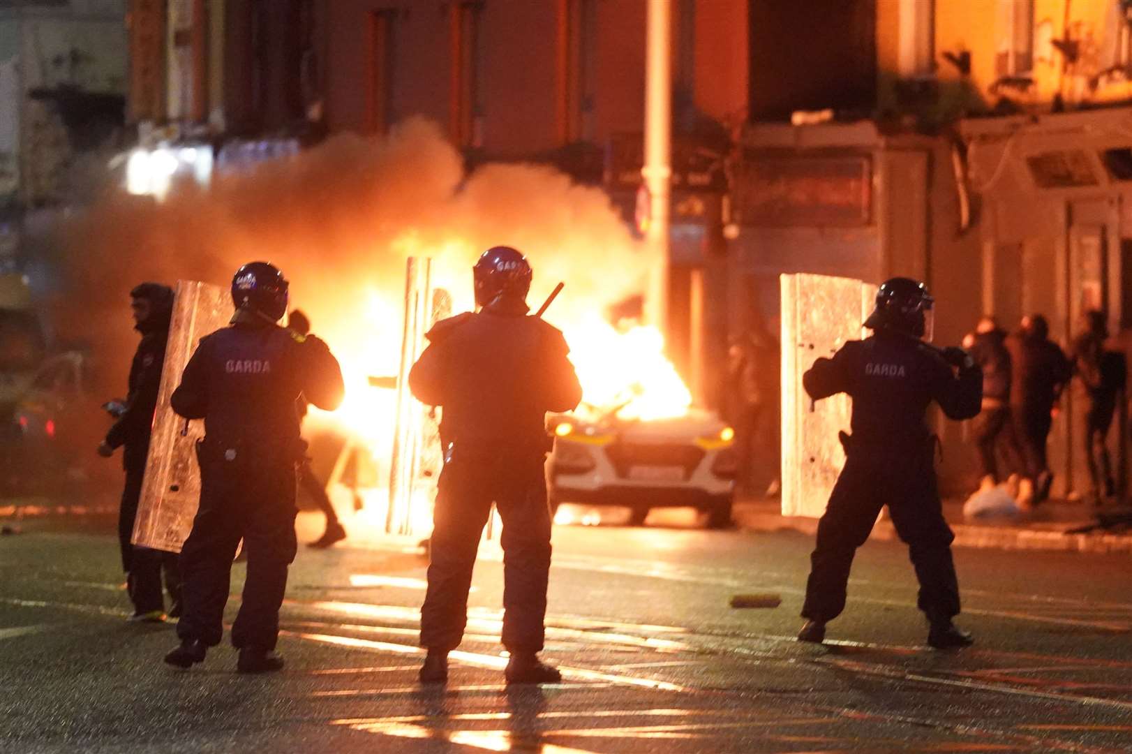 An Garda Siochana during the riot (Brian Lawless/PA)