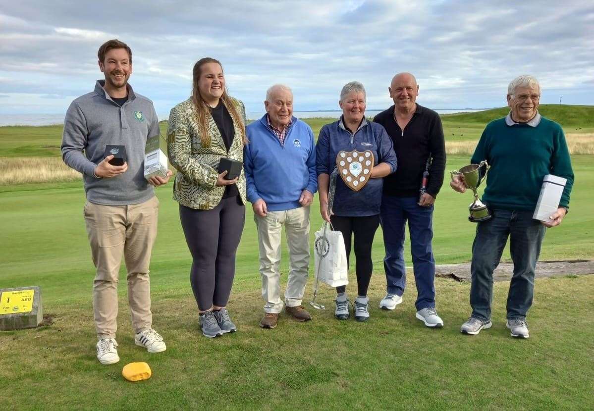 The Rogart Masters trophy winners at Golspie Golf Club.