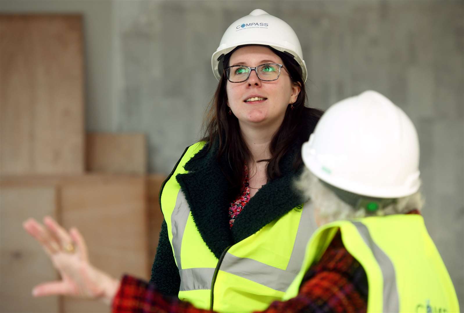 Equalities minister Emma Roddick gets an update on the progress of the centre.