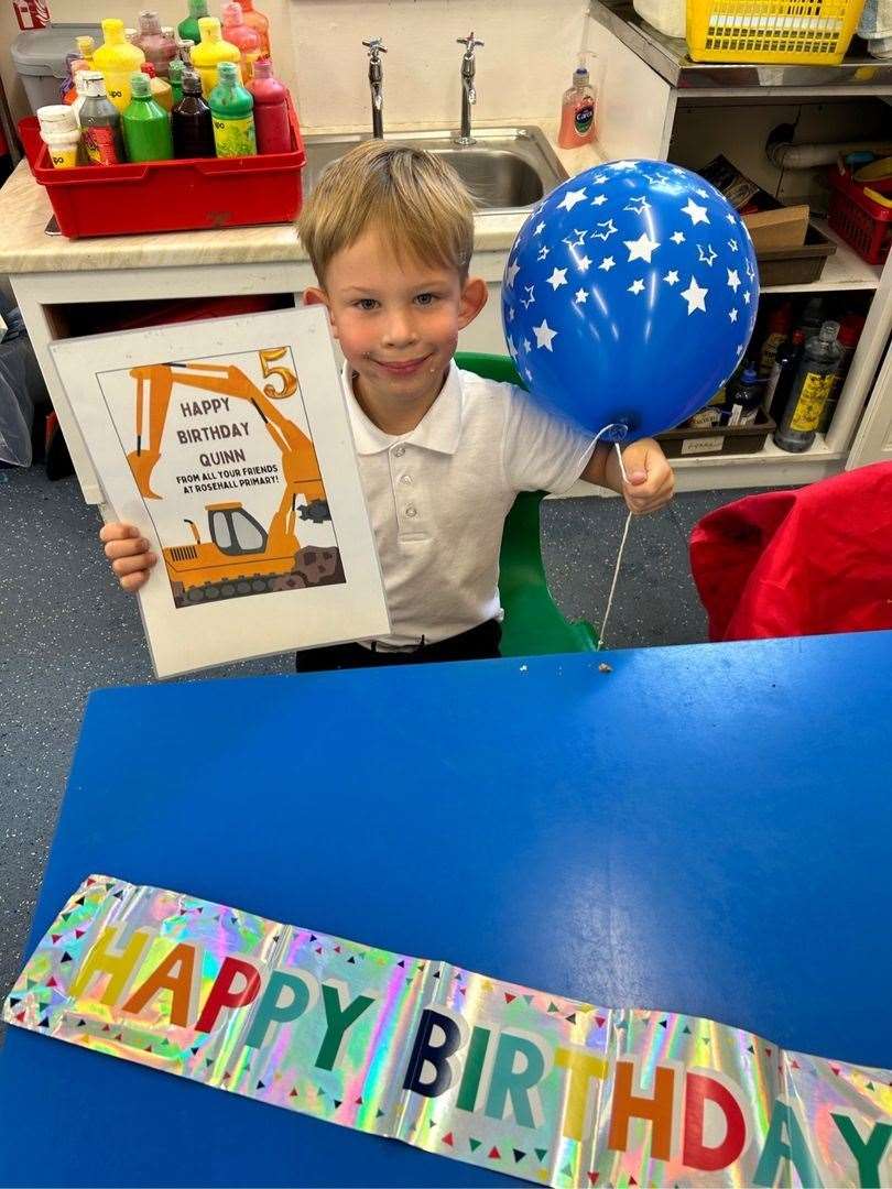 Quinn Gander started in P1 at Rosehall Primary School and celebrated his 5th birthday at the same time. The school held a little celebration to mark both occasions.