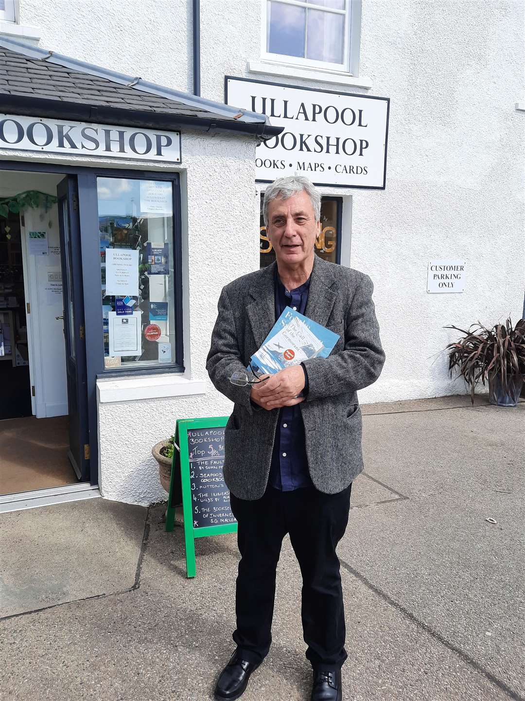 Donald S. Murray outside Ullapool Bookshop.
