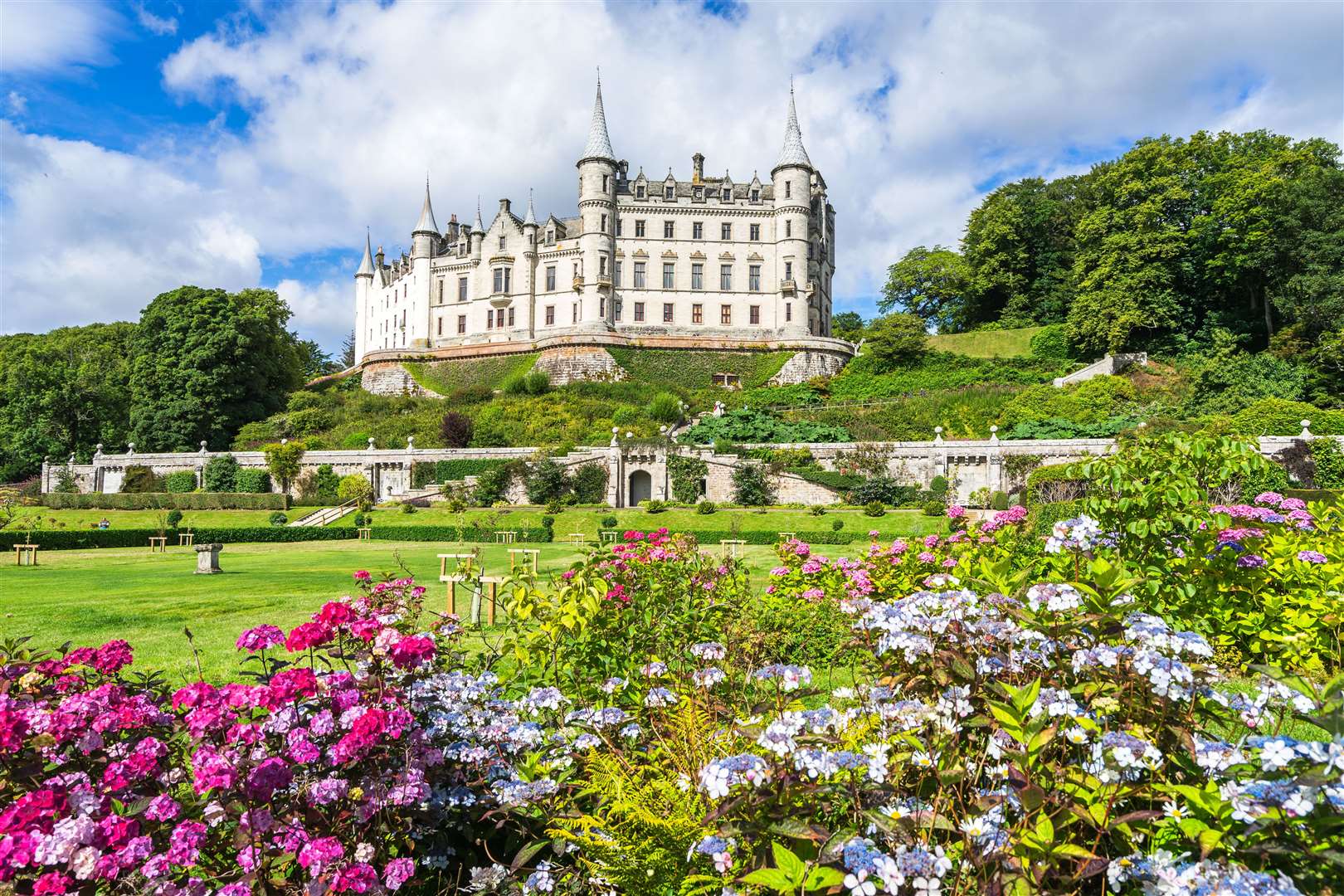 The beautiful Dunrobin Castle on a sunny day