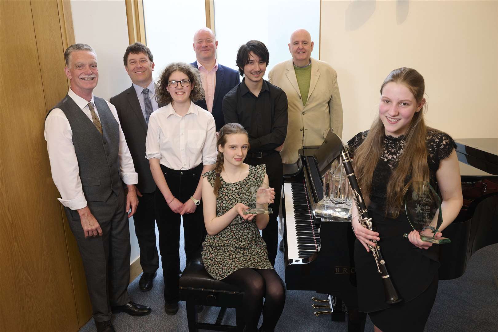 Megan Fisher – Winner (foreground) and all other competitors and judges, and Norman Bolton, HLH -Head of Music Development.