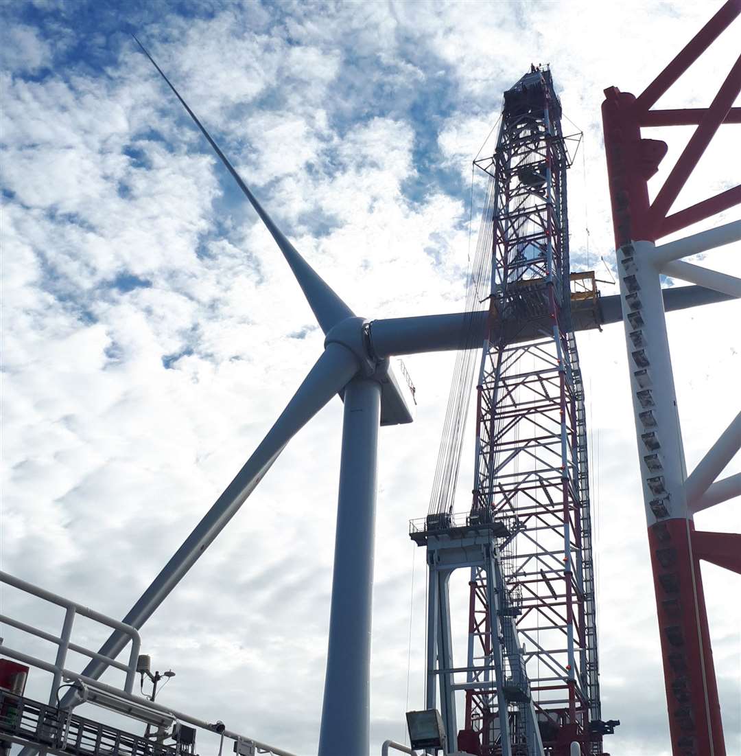 Construction at the adjacent Moray East offshore wind site. Picture: Ocean Winds