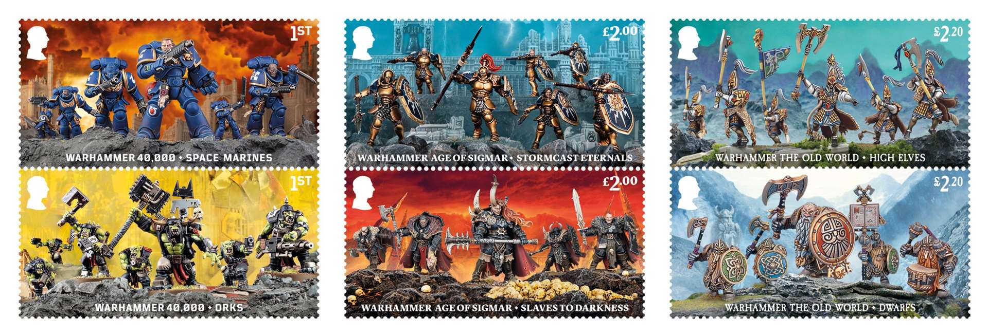 The stamps depict characters from the Warhammer series (Royal Mail/PA)