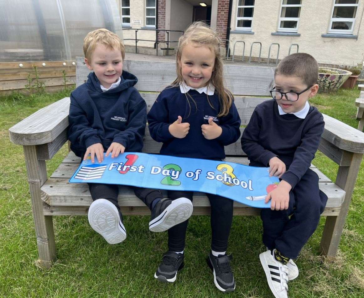 The three youngsters in P1 at Helmsdale Primary School, Ruaridh Revie, Brooke MacRae and Kent Nussey.