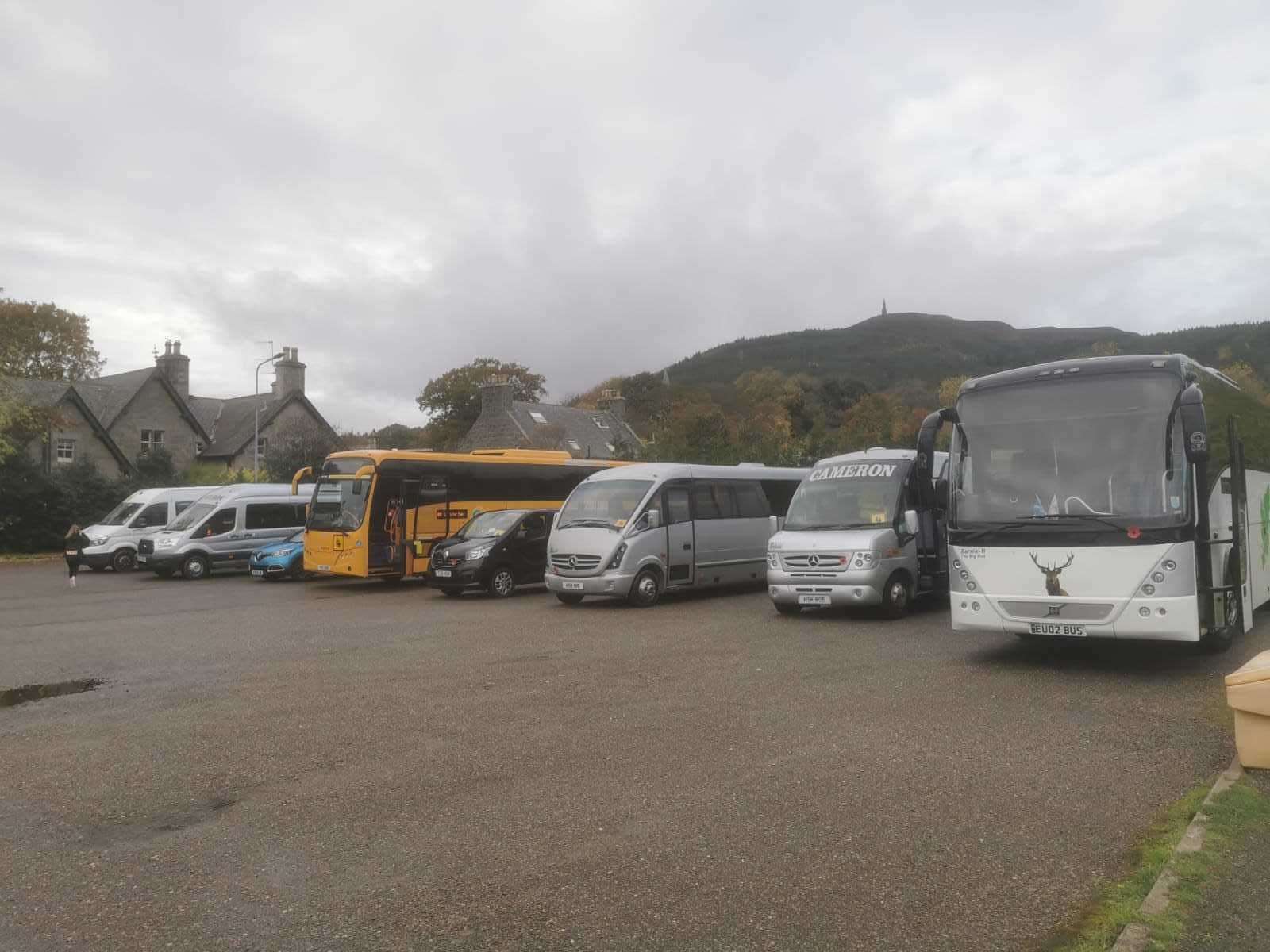 Buses line up at Golspie High School bus park at around 3.30am, waiting for pupils to exit school. Picture: John Morrison