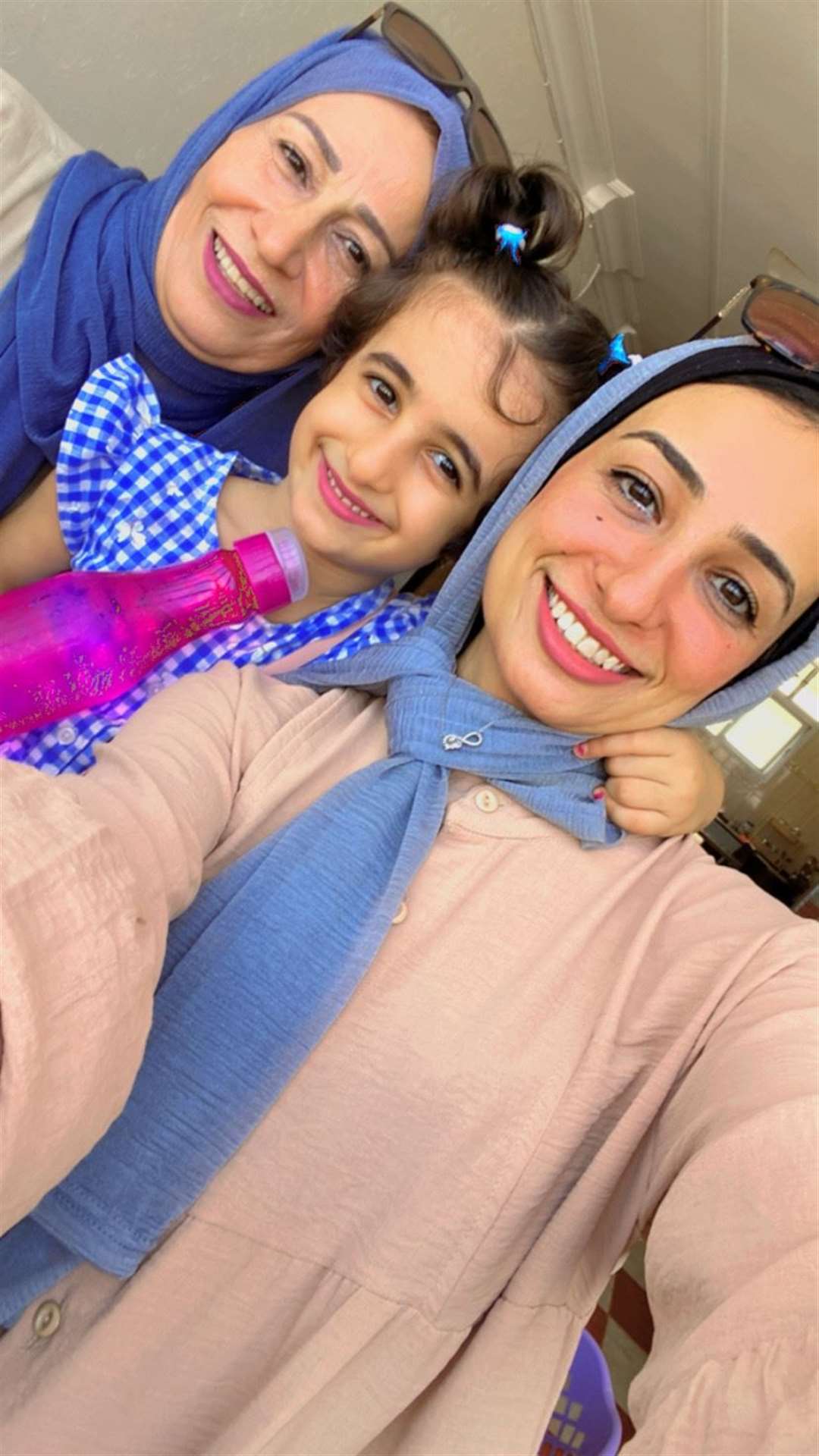Israa Aljaish with her mother Amal and daughter Marlin (Israa Aljaish/PA)