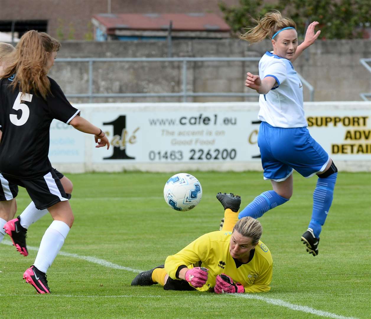 Fine save from Joanne Abernethy for Clachnacuddin. Picture Gary Anthony.