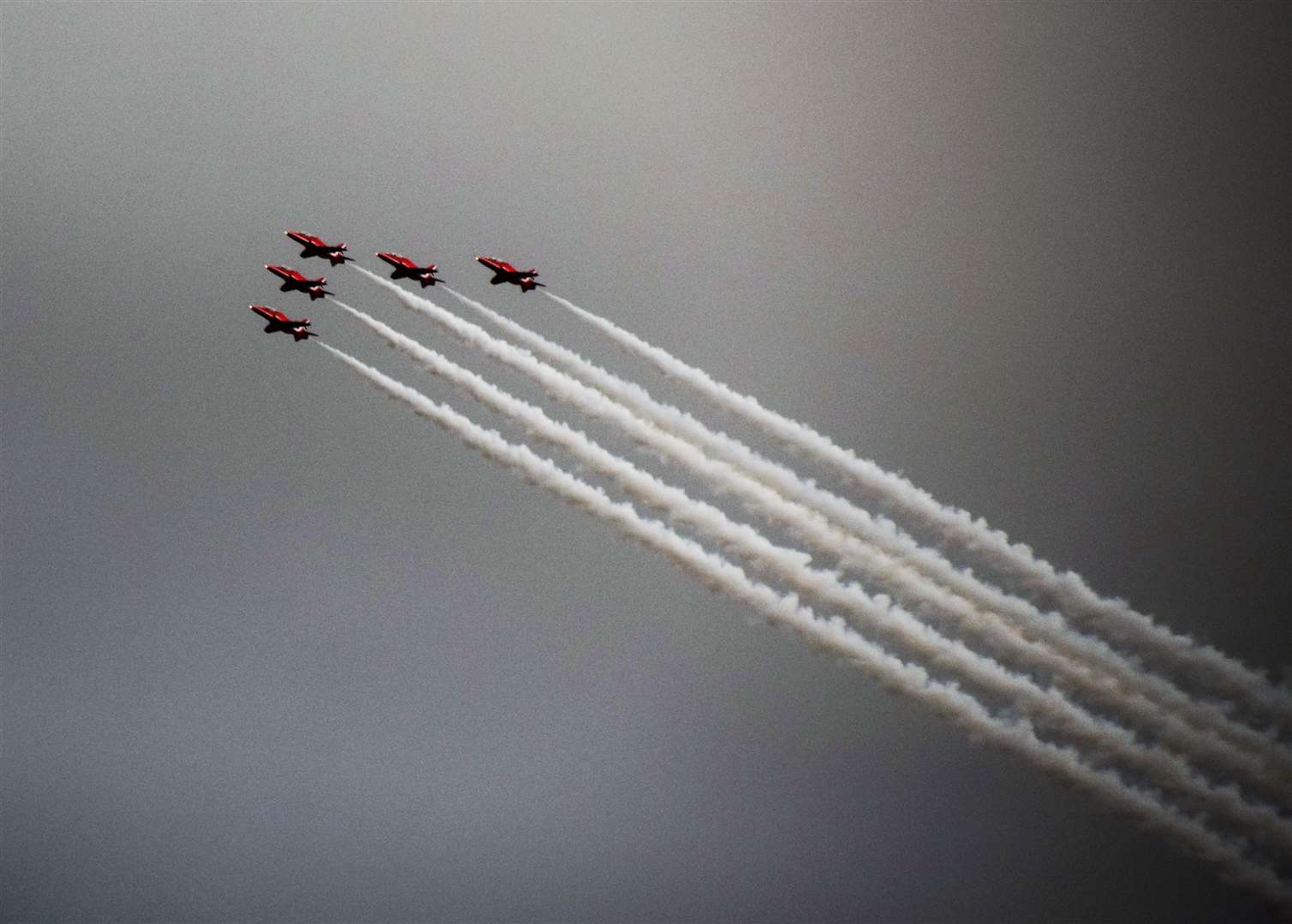 The Red Arrows made for a spectacular sight in the skies above Tain on Tuesday morning. Picture: Philip Murray.