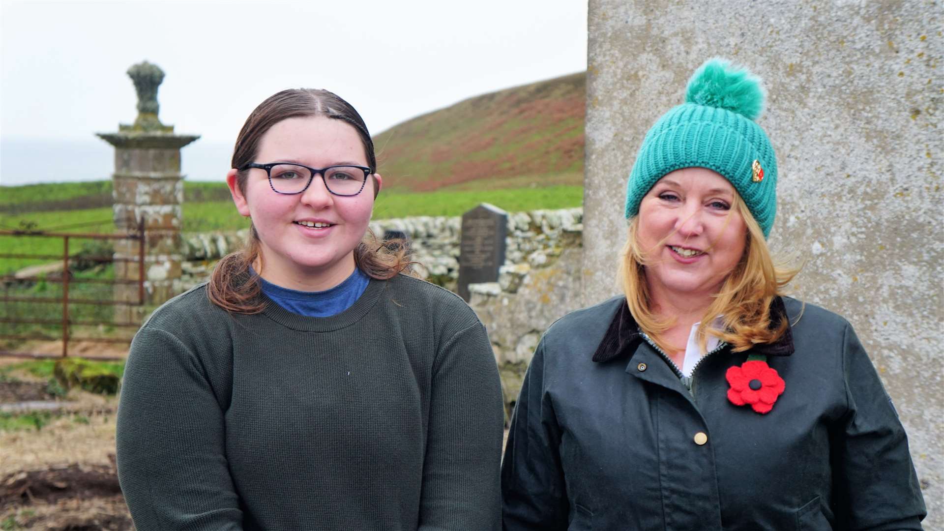 Fiona Begg, who discovered the stone, along with her niece Sarah who lives in Ulbster. Picture: DGS