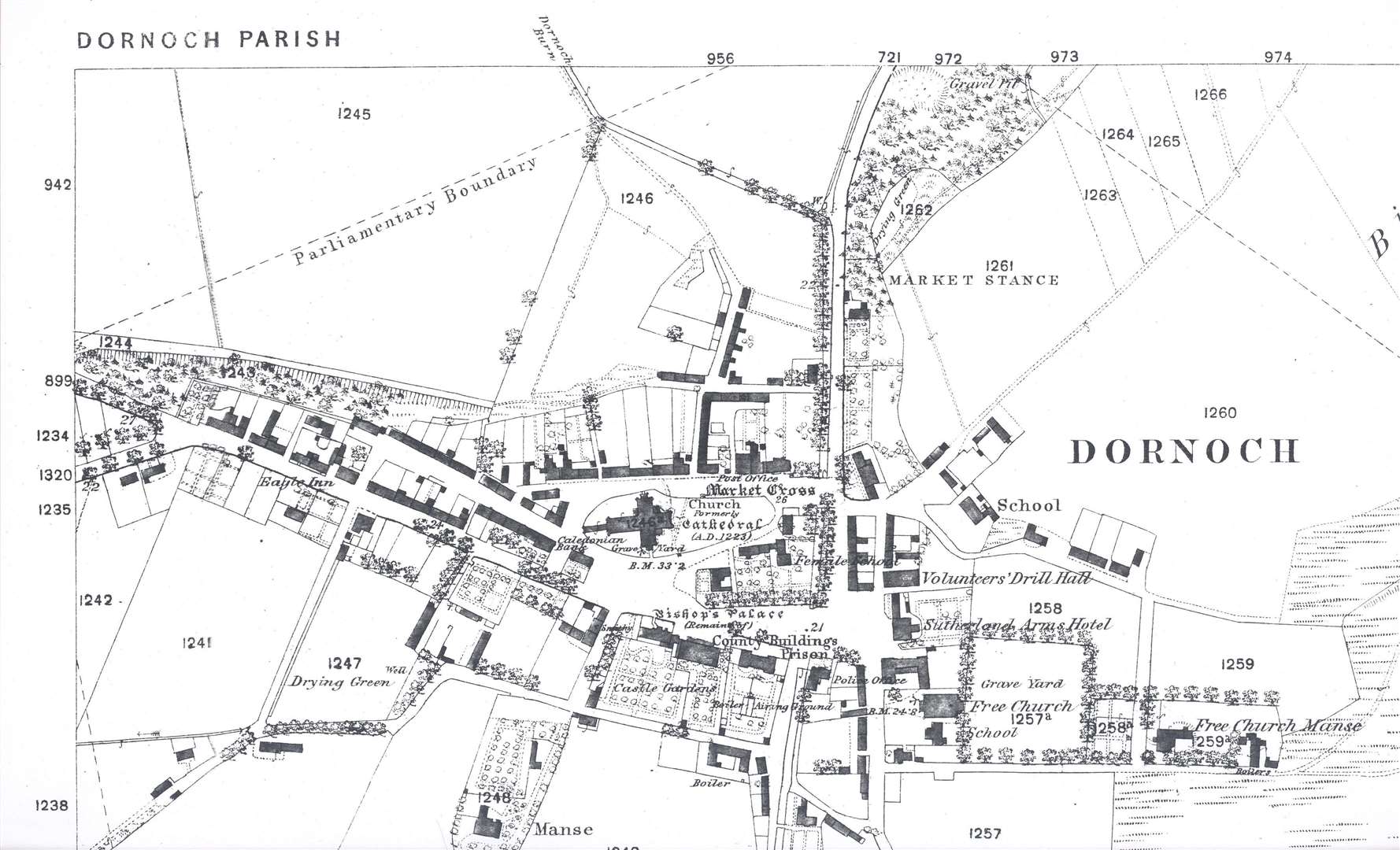 A historic map of Dornoch.