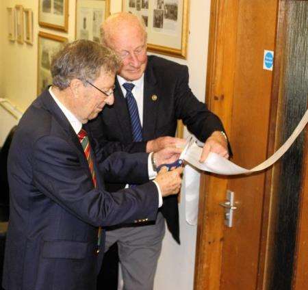 Peter Thomson officially opens the room in the Brora clubhouse which is in tribute to his worldwide fame. With him is club president Alistair Risk.