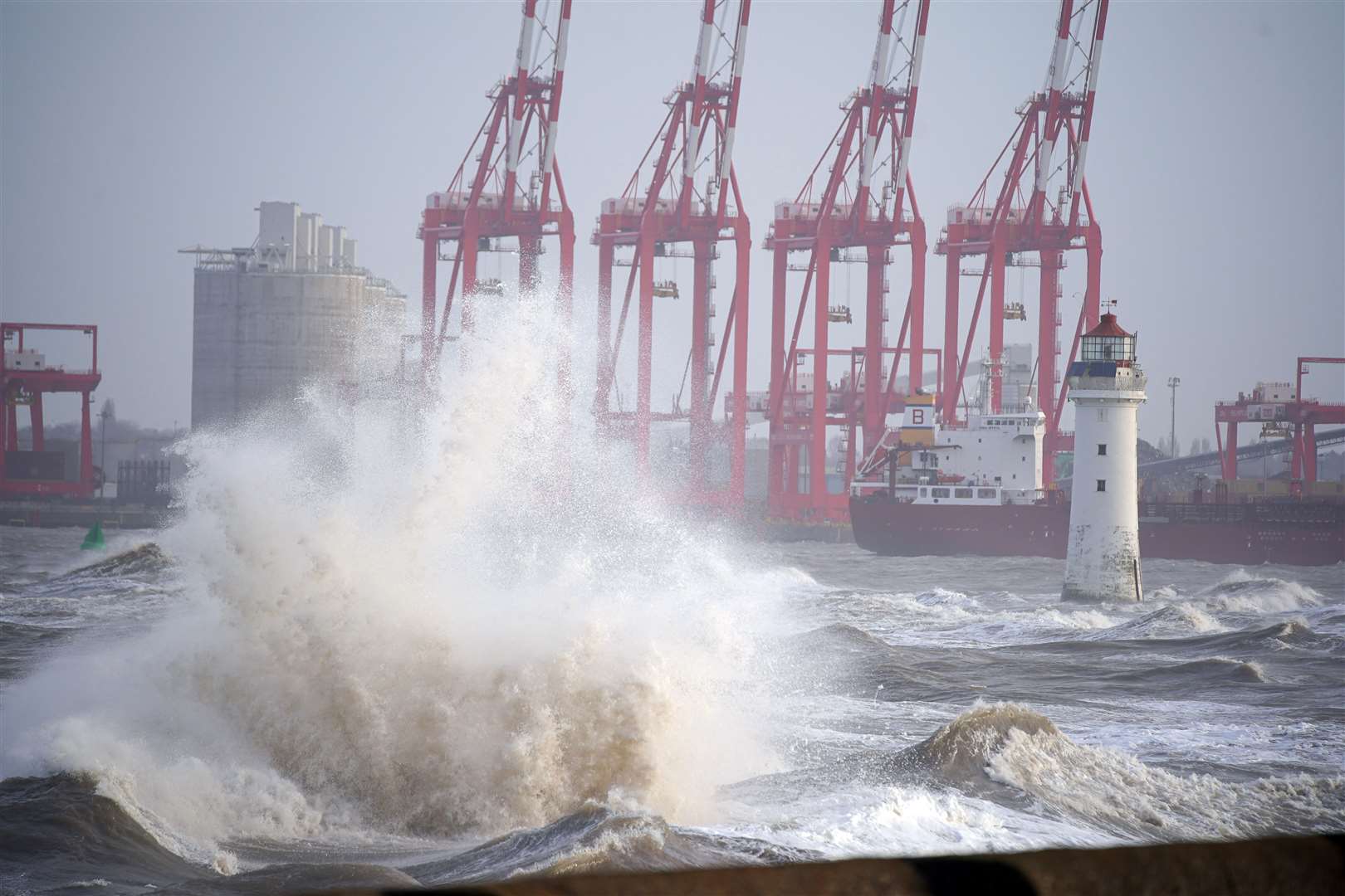 Waves crash at New Brighton beach, Wirral, as Storm Jocelyn swept across the country (Peter Byrne/PA)