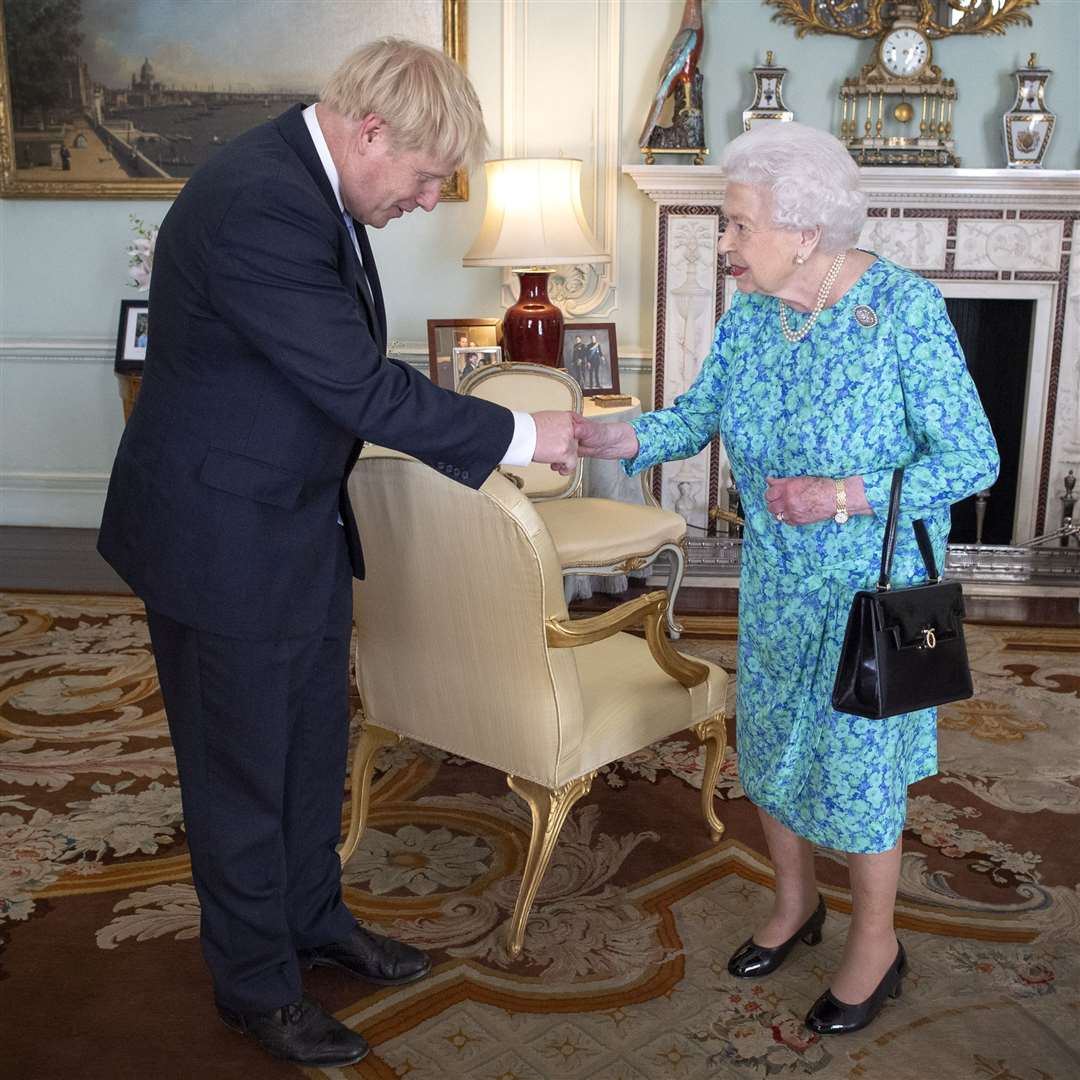 The Queen during an audience inviting Boris Johnson to become Prime Minister in 2019 (Victoria Jones/PA)