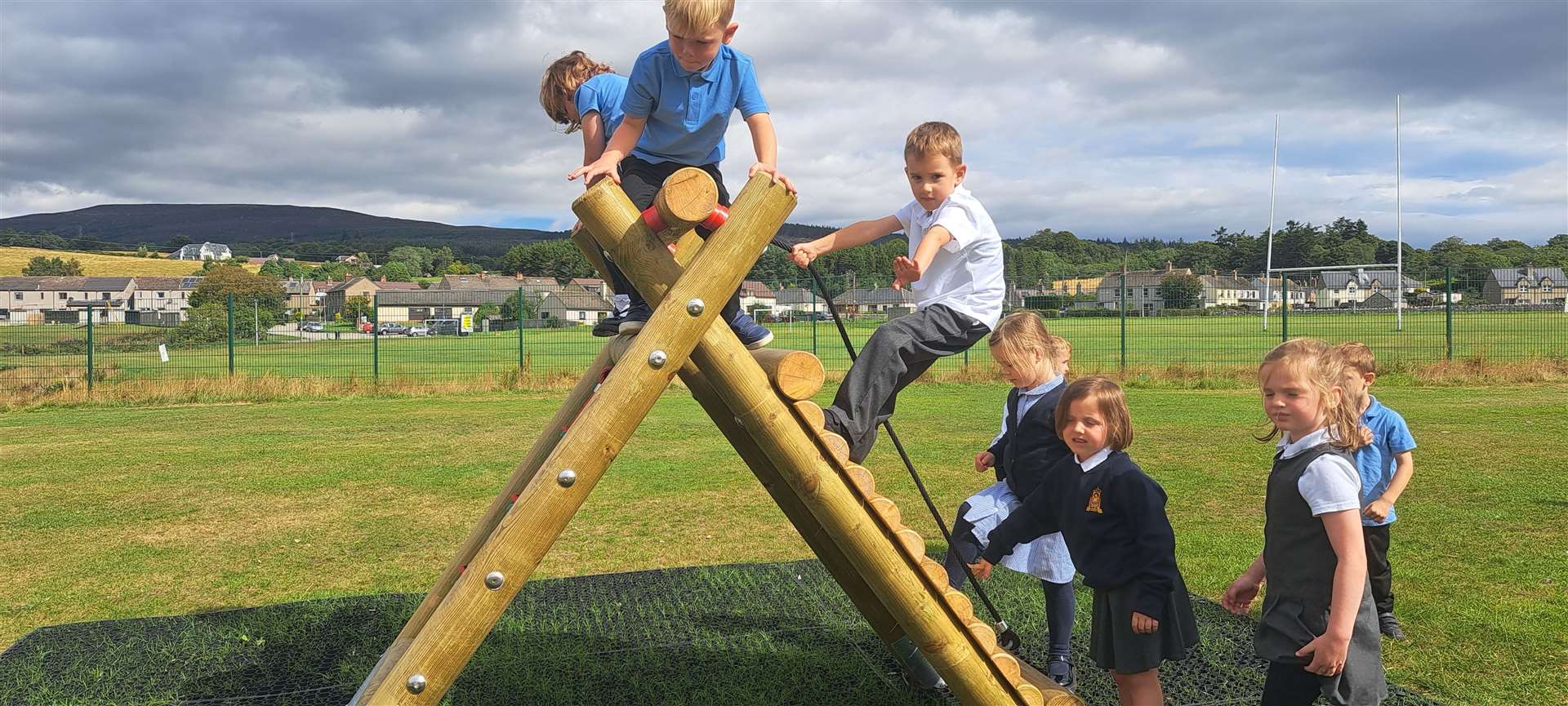 Pupils are thrilled with the new play equipment.