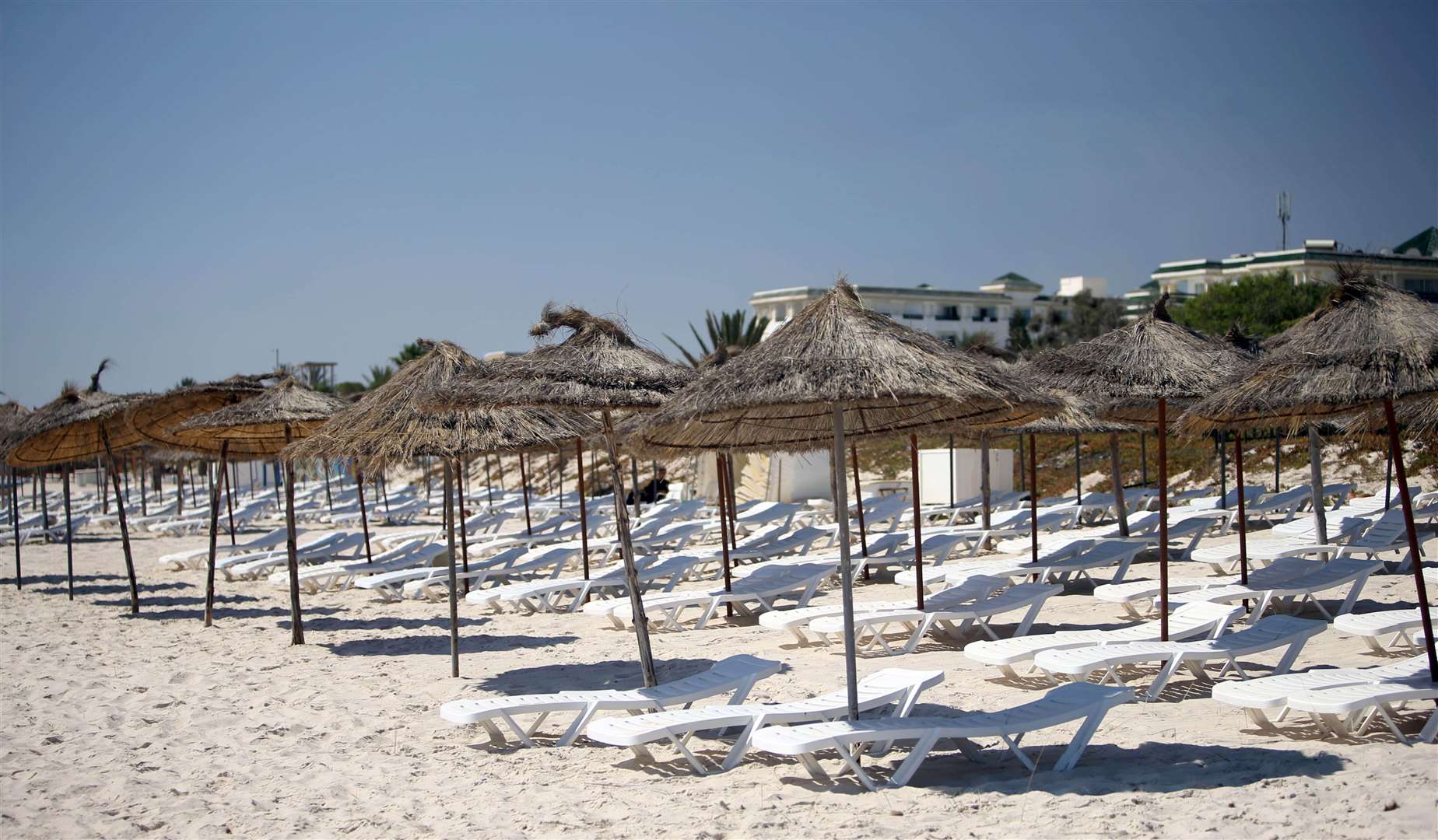 An empty beach near the RIU Imperial Marhaba hotel in Sousse, Tunisia (Steve Parsons/PA)