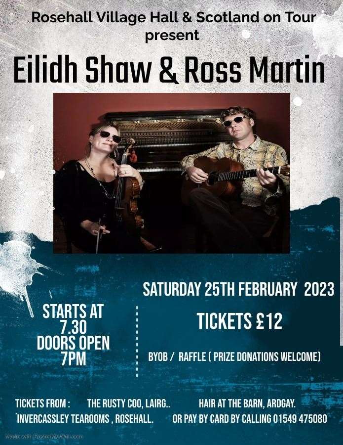 Eilidh Shaw and Ross Martin are performing at Rosehall Hall on Saturday, February 25.