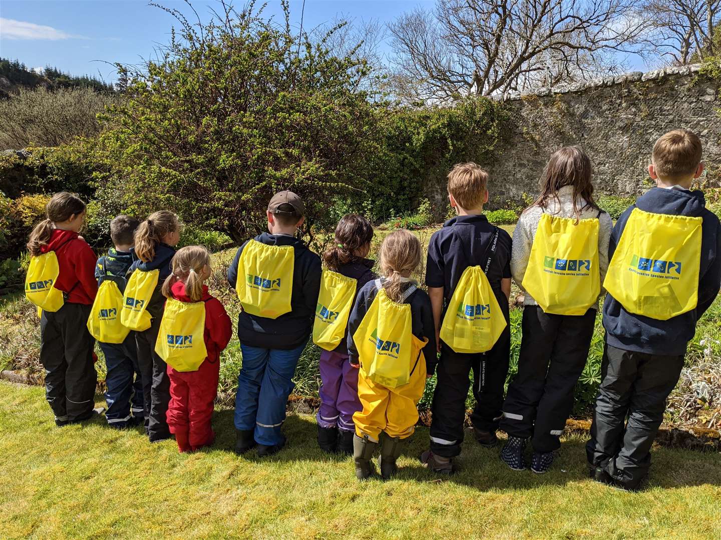 Scourie pupils show off the biosecurity kits given to them by Dr Shona Marshall as part of the Scottish Invasive Species Initiative.