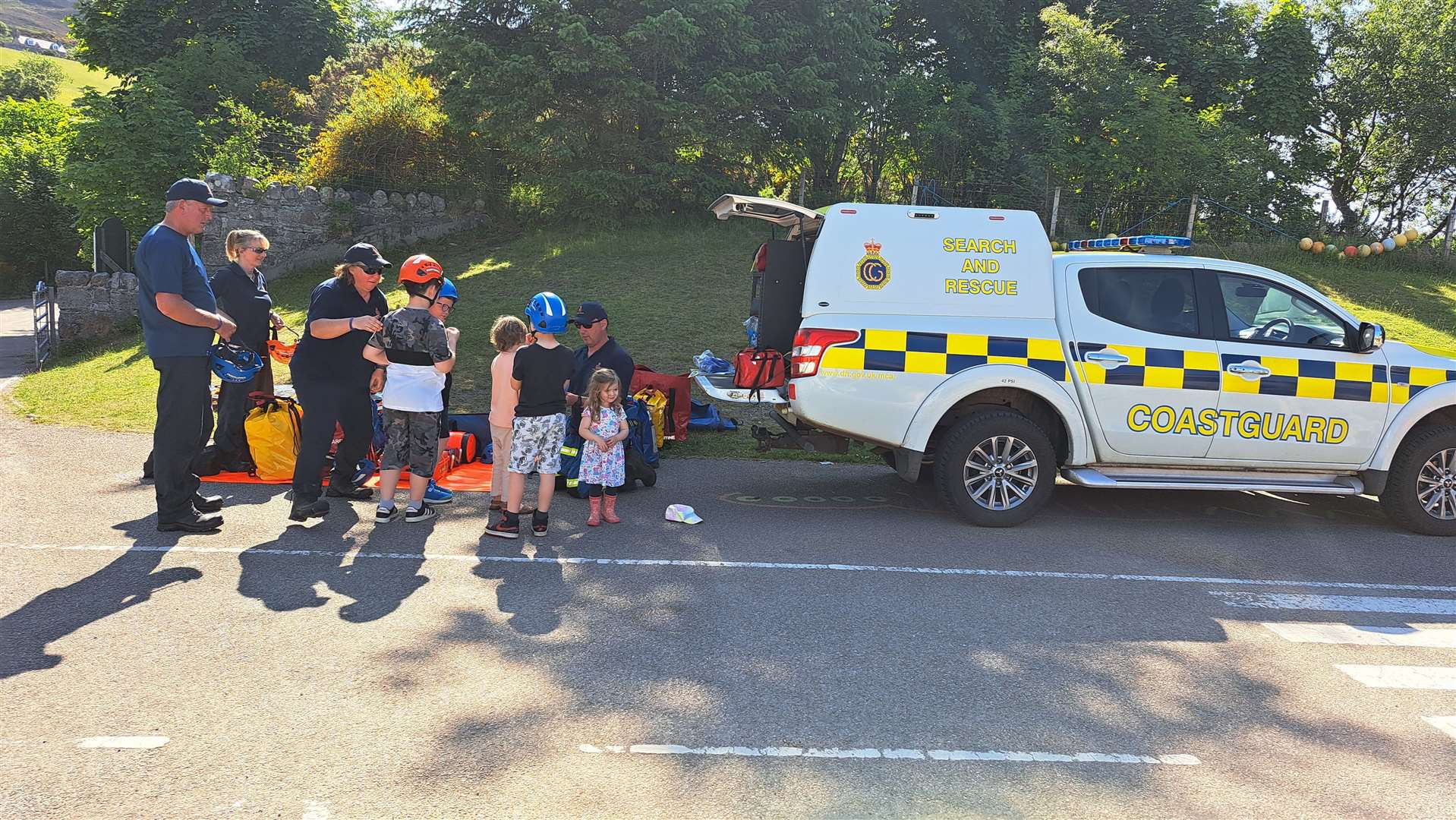 The coastguards showed pupils look round their vehicle and explained the equipment they needed.