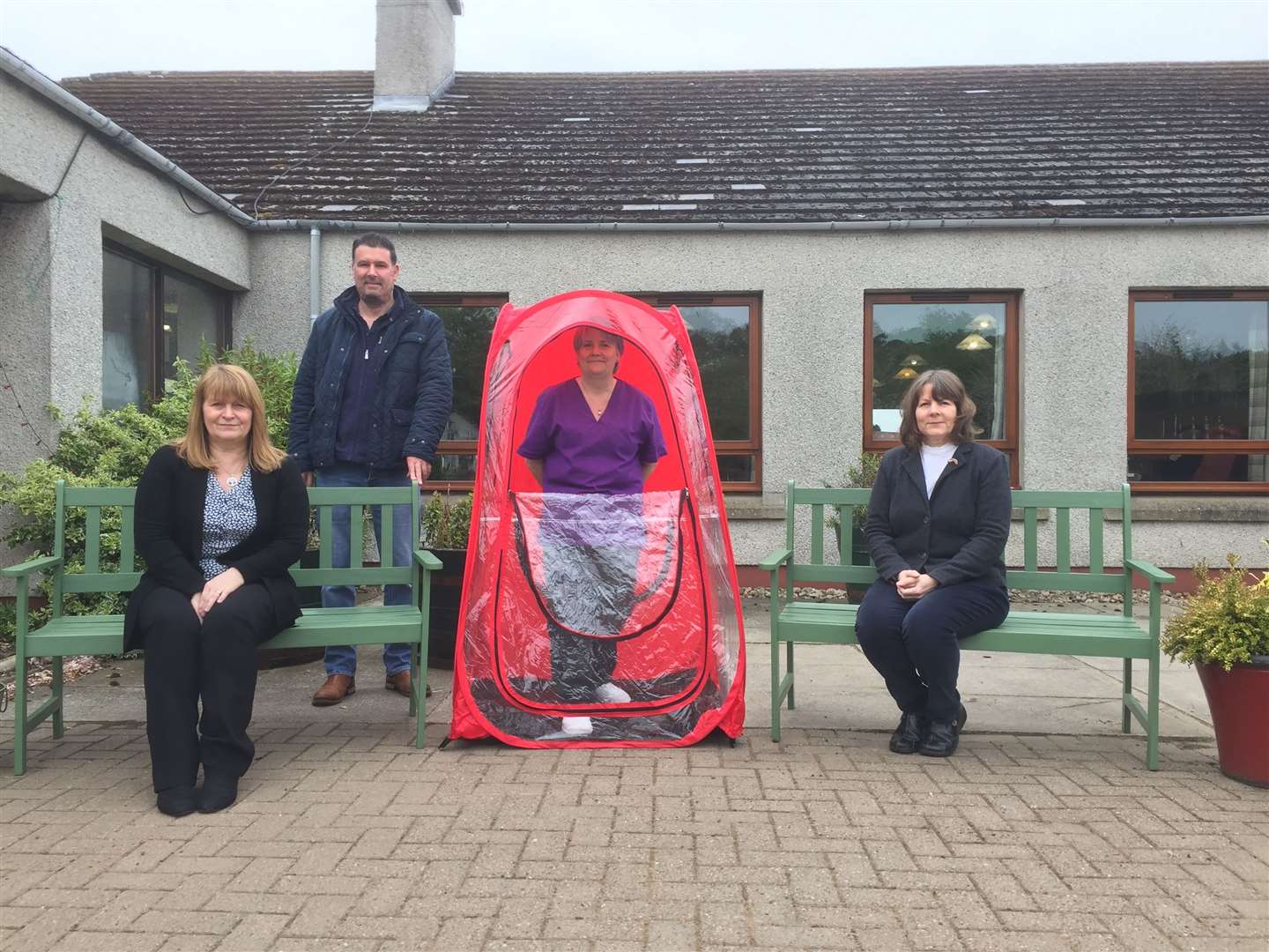 From left: Tina Mitchell, Seaforth House manager; Jamie Sinclair, community payback officer; Tracey Campbell, Seaforth House social care worker; and Christine Ross, Kilbraur Wind Farm Community Benefit Trust.