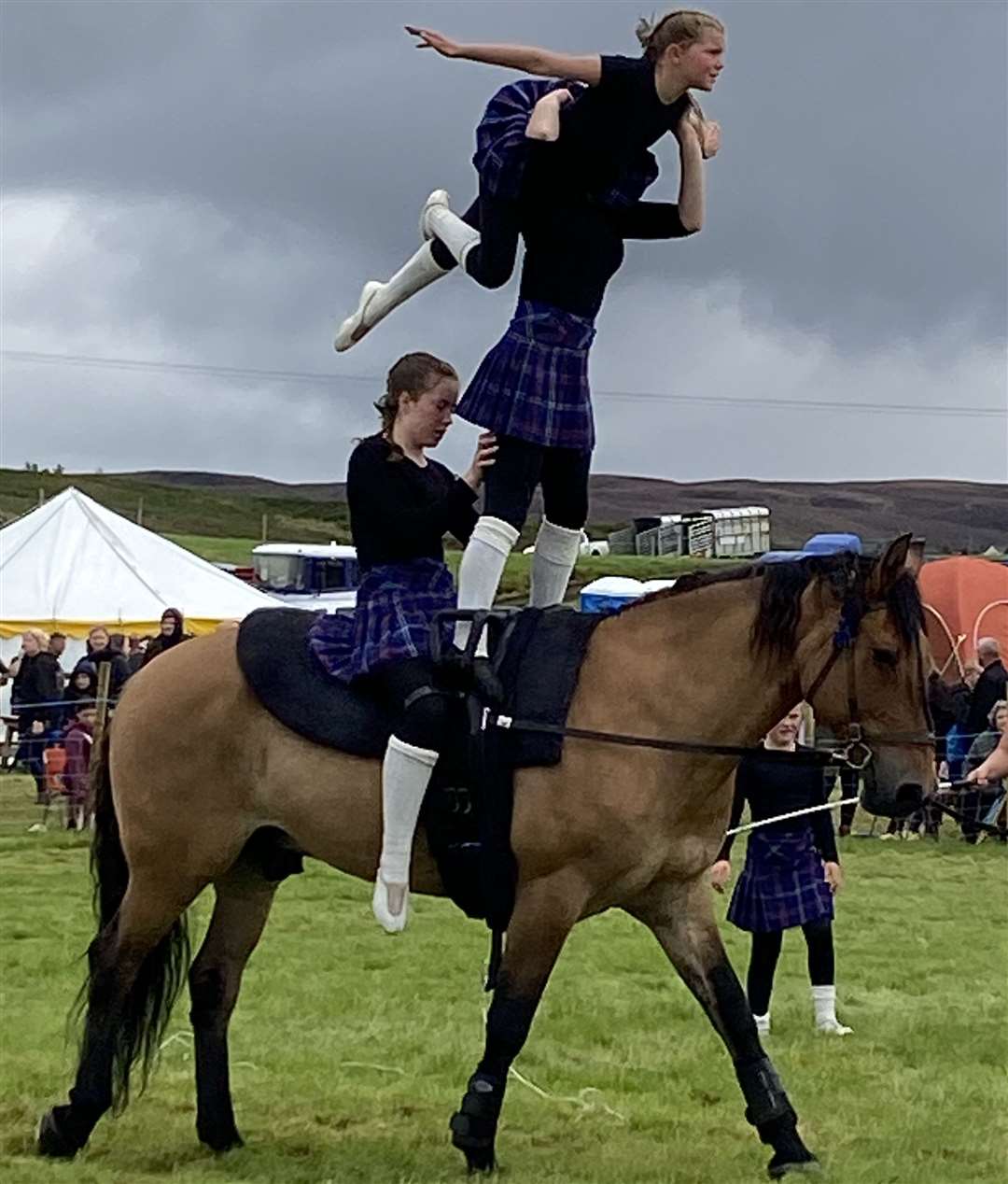 Riders of the Storm, an equestrian stunt team from Perthshire, wowed the crowd.