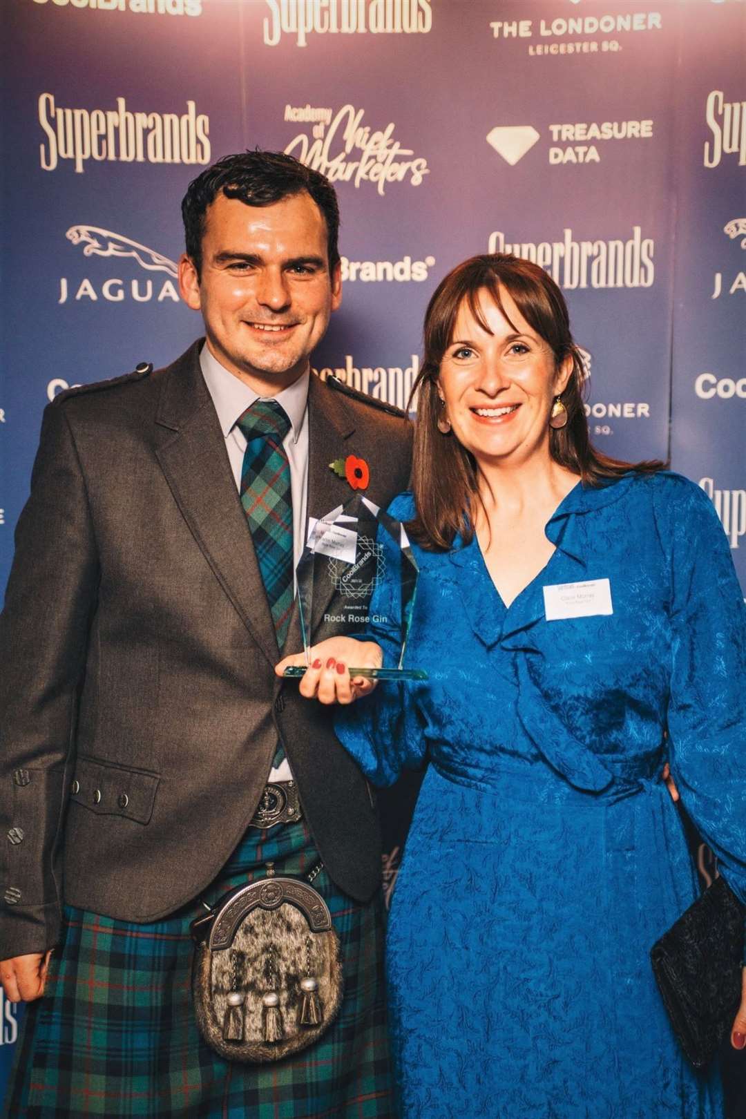 Martin and Claire Murray picked up a prestigious CoolBrands award for Rock Rose Gin at a special event in London.