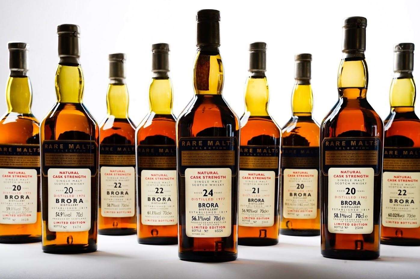 Some 50 bottles of Brora whisky are on offer - the largest number for sale at a single auction.