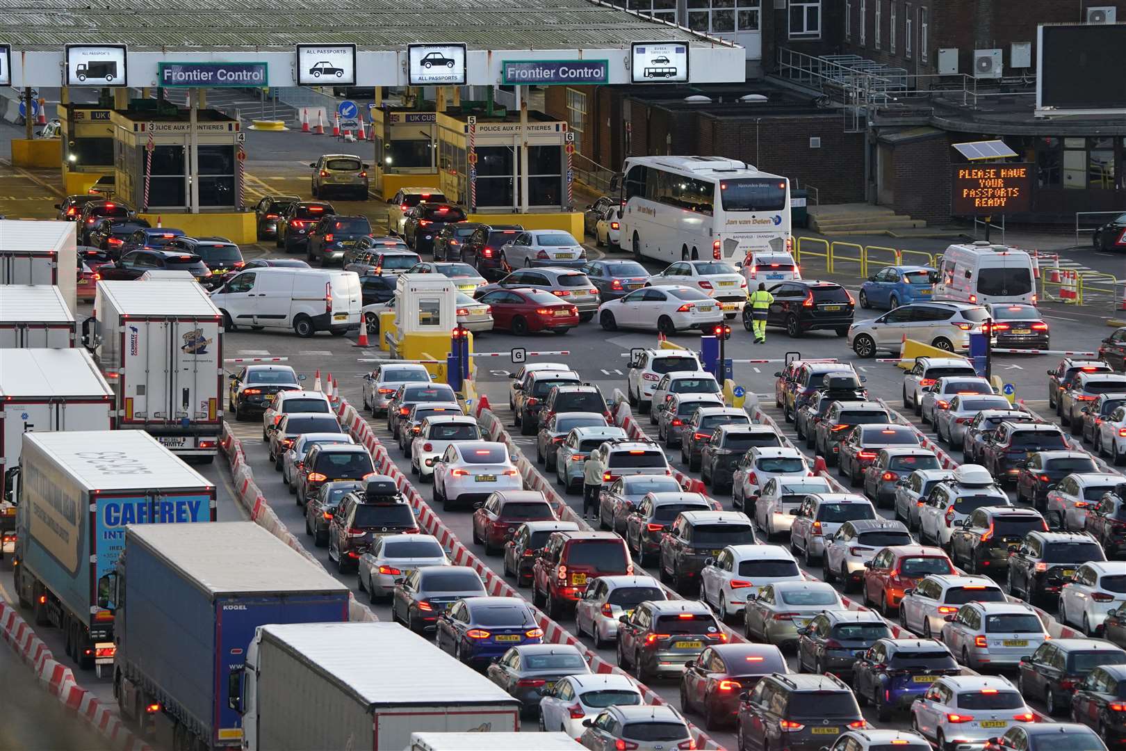 Traffic queues for ferries at the Port of Dover (Gareth Fuller/PA)