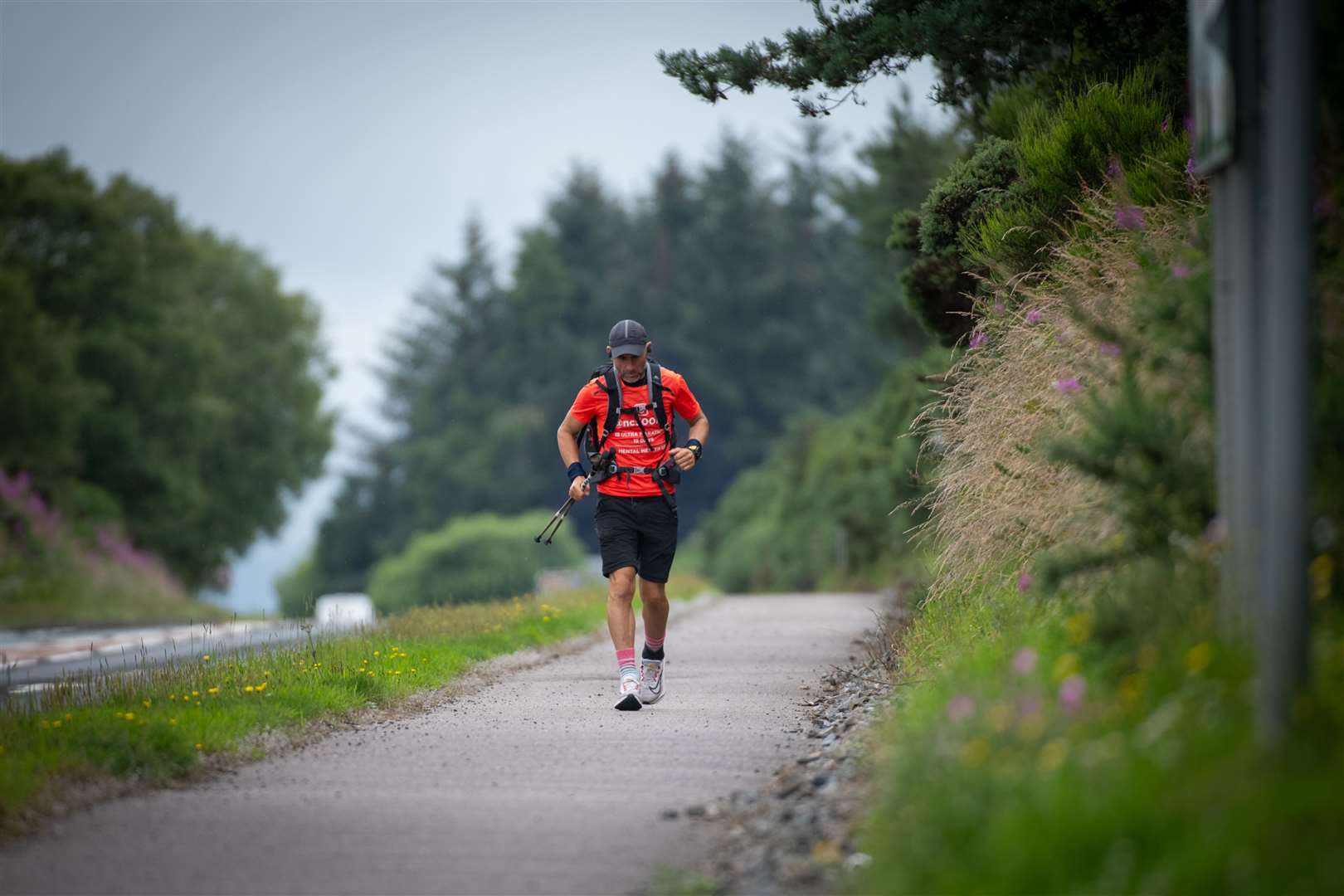 Approaching the Kessock Bridge on his homeward leg. Nicky Forster ran the NC500 unsupported to raise funds for Mental Health UK. Picture: Callum Mackay.