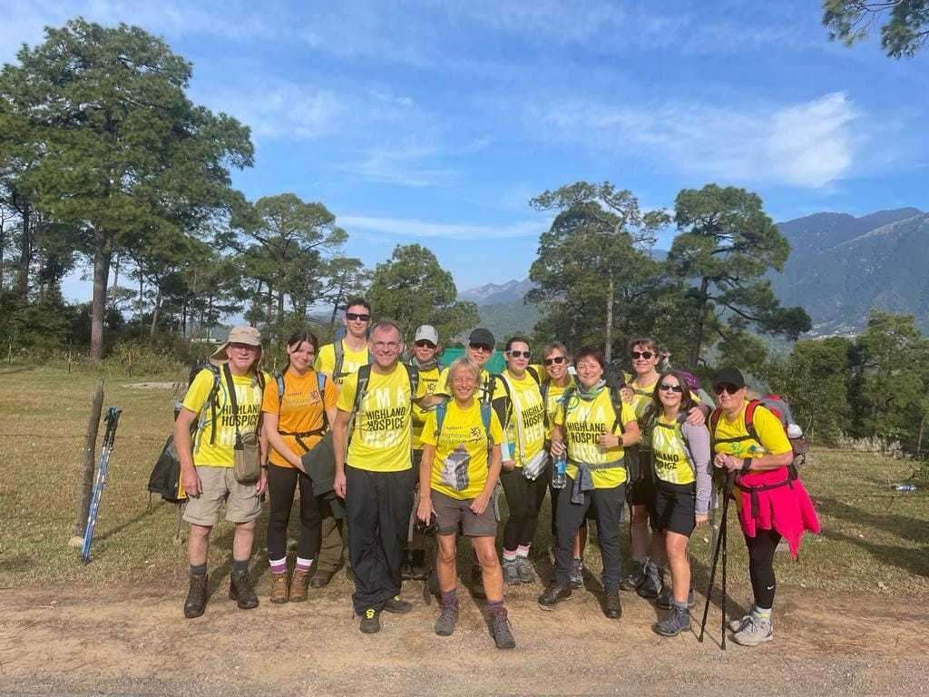 Scenes from day one of the intrepid group's stunning Himalayan adventure. Pictures: Highland Hospice.