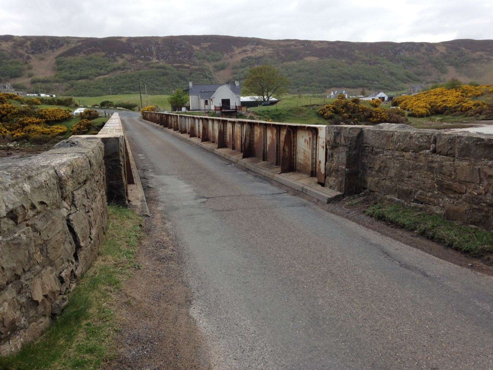 A recent picture of Naver bridge in which the badly rusted ironwork can clearly be seen. Repairs were last carried out to the bridge in 1987.