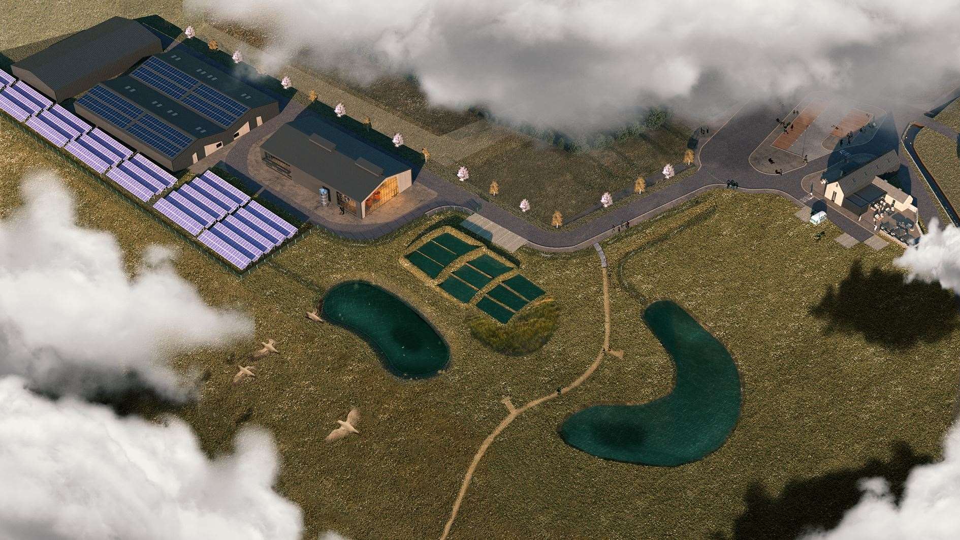 An aerial view of the new Dornoch Distillery complex, which will include a visitor centre.