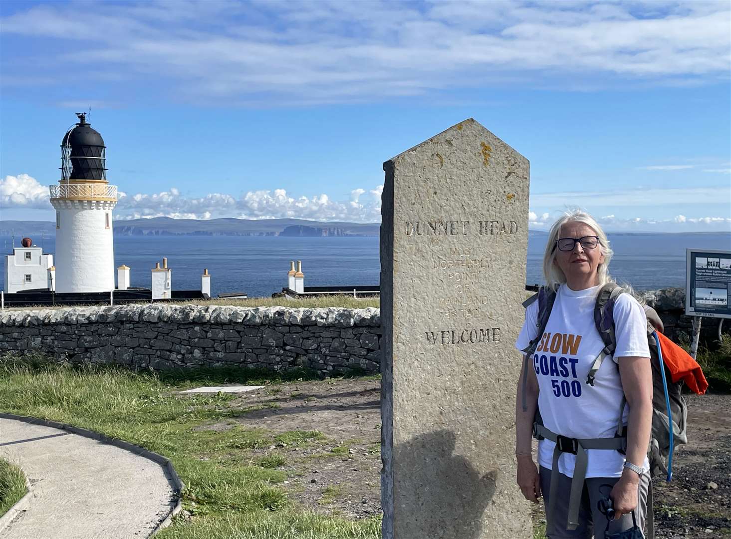 Claudia Zeiske at Dunnet Head at the start of her Slow Coast 500 walk.
