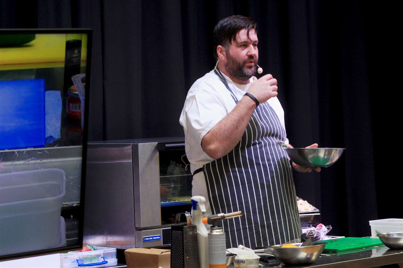 Chef Grant MacNicol preparing his 'Mac ’n’ Crab' dish. Picture: Alan Hendry