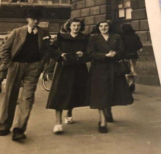 Kathleen Maher, right, in Dublin with her sister Una and father William. This is the only picture of their birth mother the twins have ever seen.