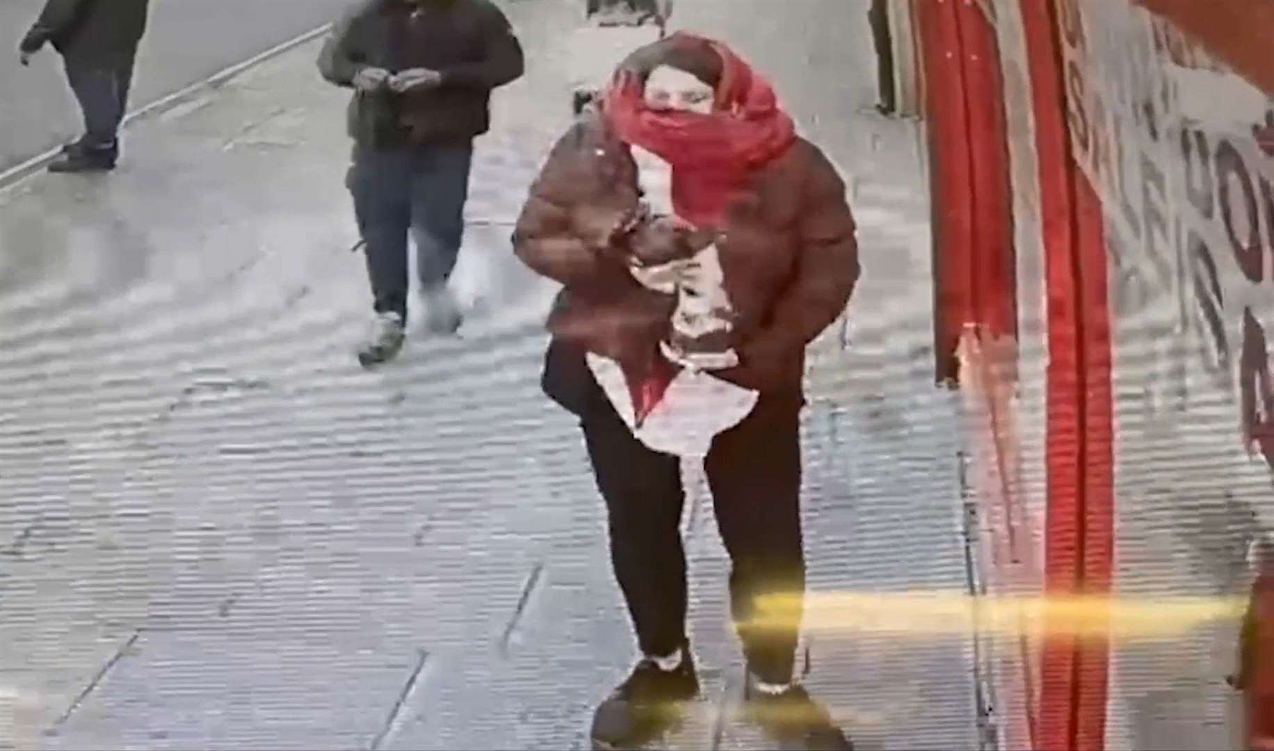 CCTV footage of Constance Marten holding baby Victoria under her coat in east London (Metropolitan Police/PA)