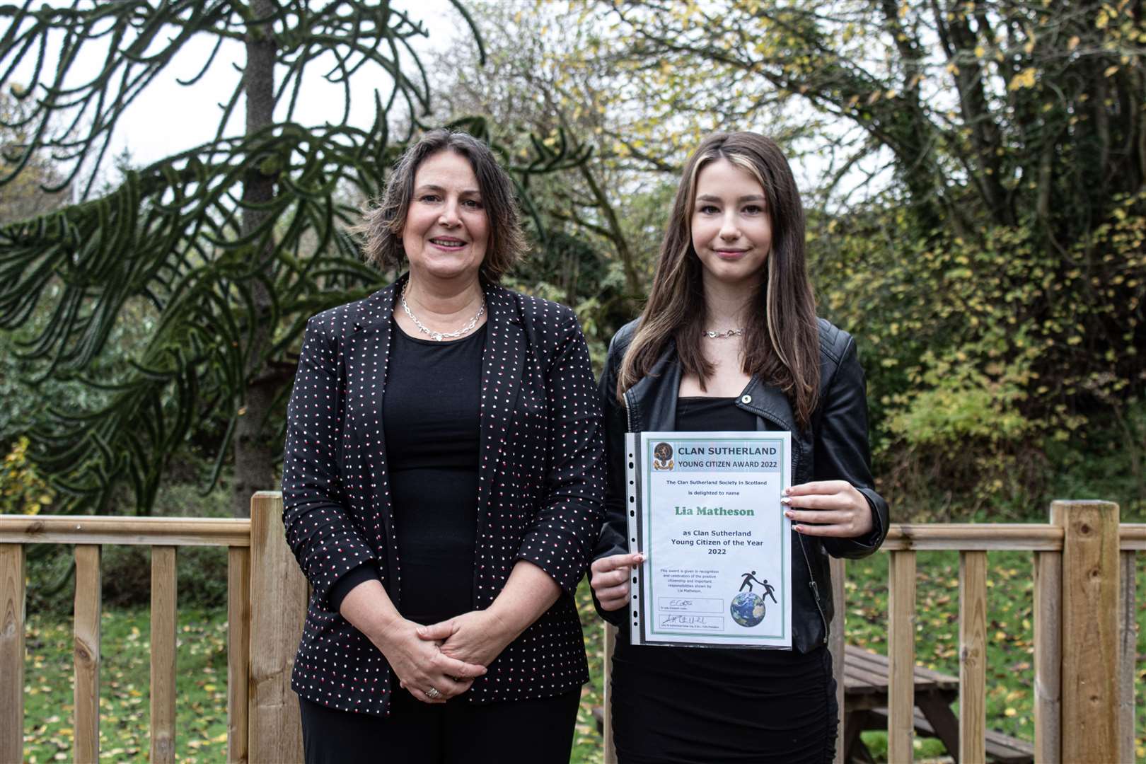 Lia Matheson with Dornoch Academy teacher Anne Morrison who nominated her for the award.