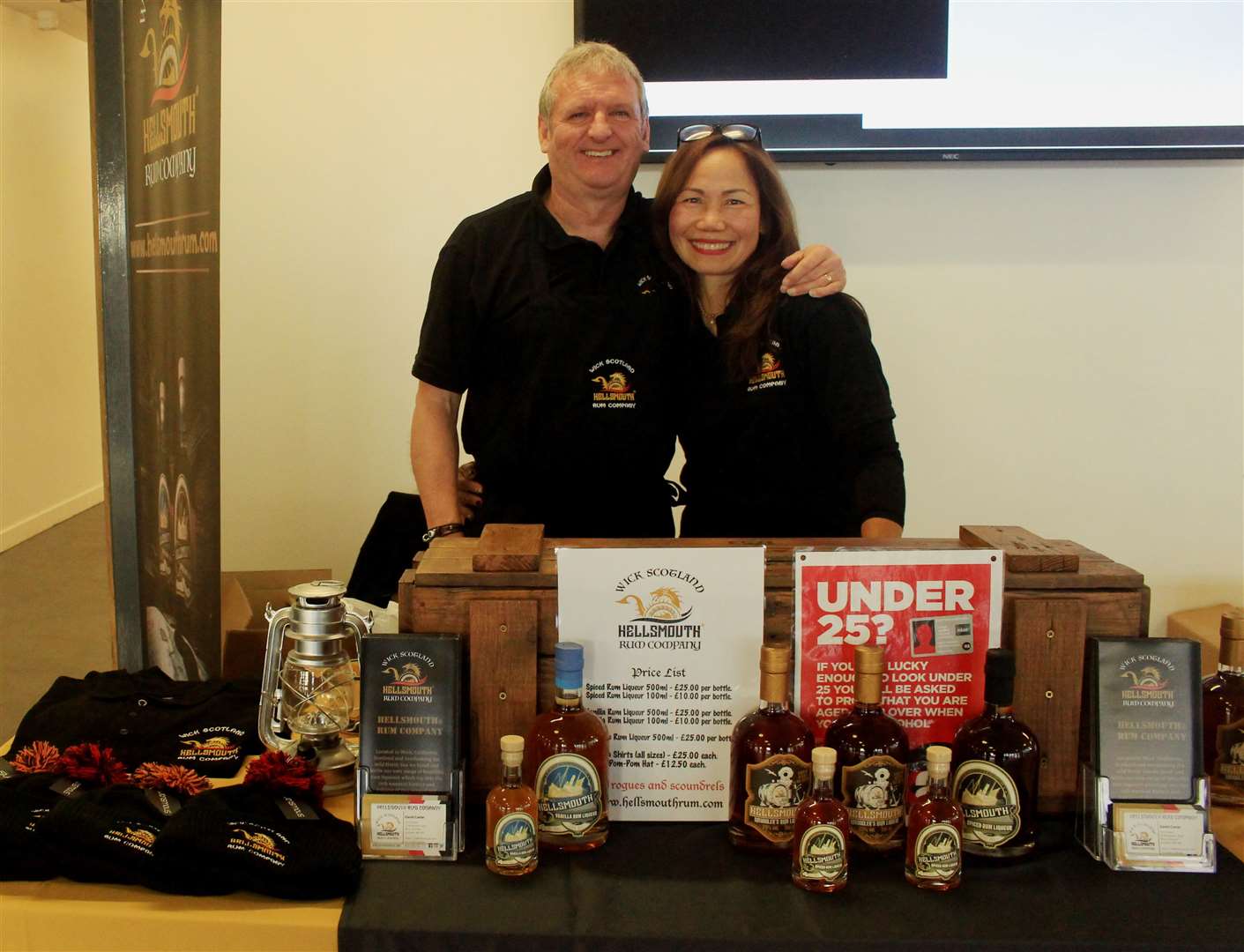 David and Cheryl Carter at the Hellsmouth Rum Company stand. Picture: Alan Hendry
