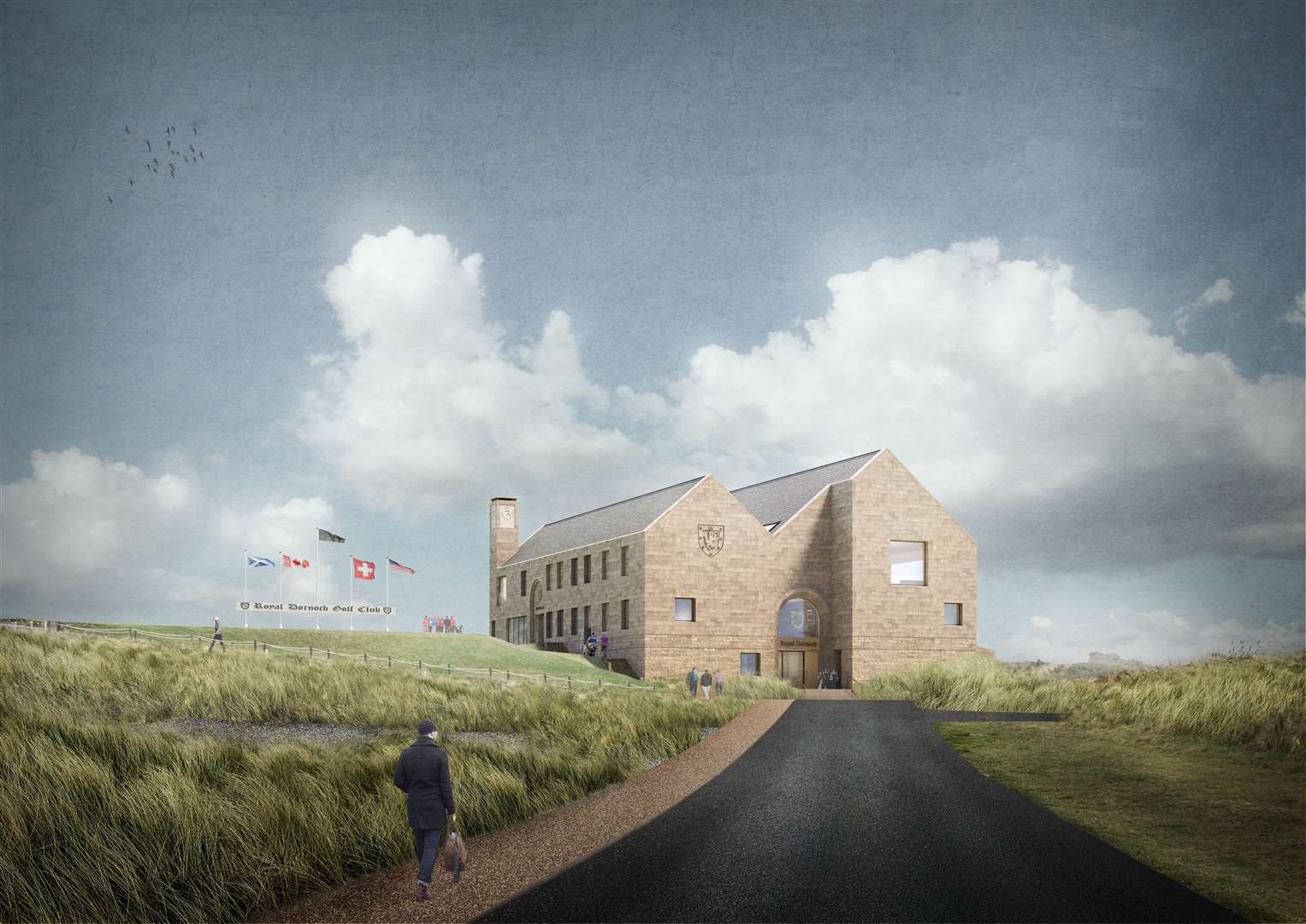 An artist’s image of the planned new, multi-million clubhouse at Royal Dornoch Golf Club.