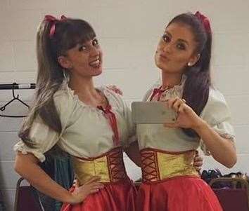 Claire and Emily in last year's panto.