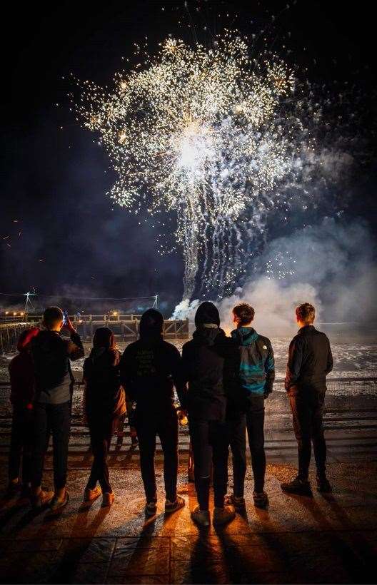 Watching the fireworks at the pier. Picture: Martin Ross.