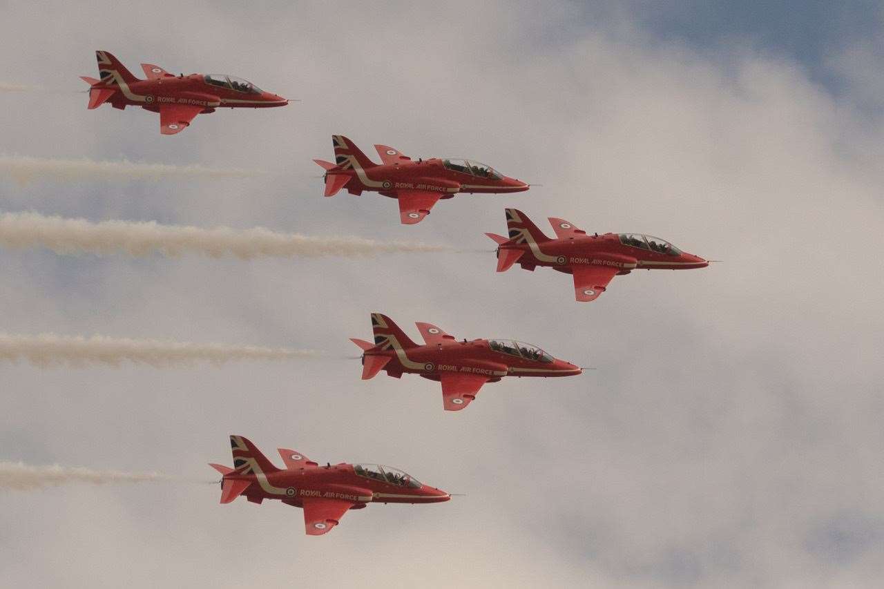 Close formation flying is the stock in trade of the Red Arrows' pilots. It made for thrilling viewing from Easter Ross, as this shot from David May shows.