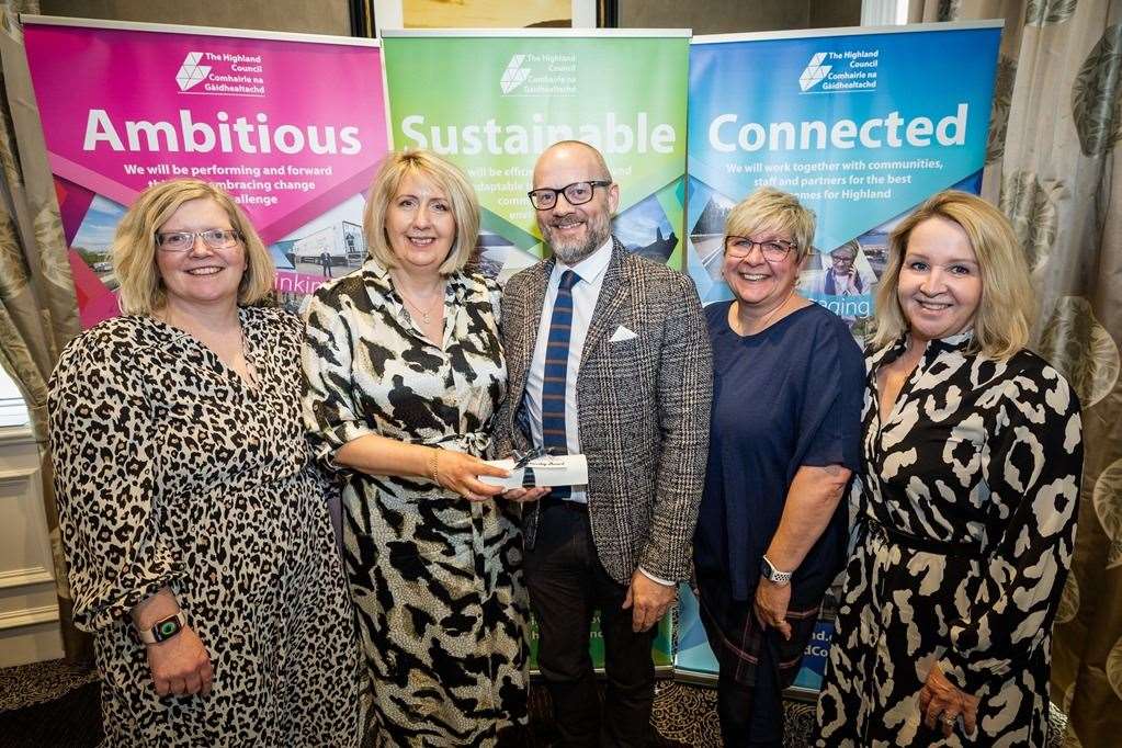 Winning teams: KoSDT manager David Watson with his colleague Kelly Raven (second right) and housing services team members, from left, Emma Taggart, Marina Grant and Lynn Main.