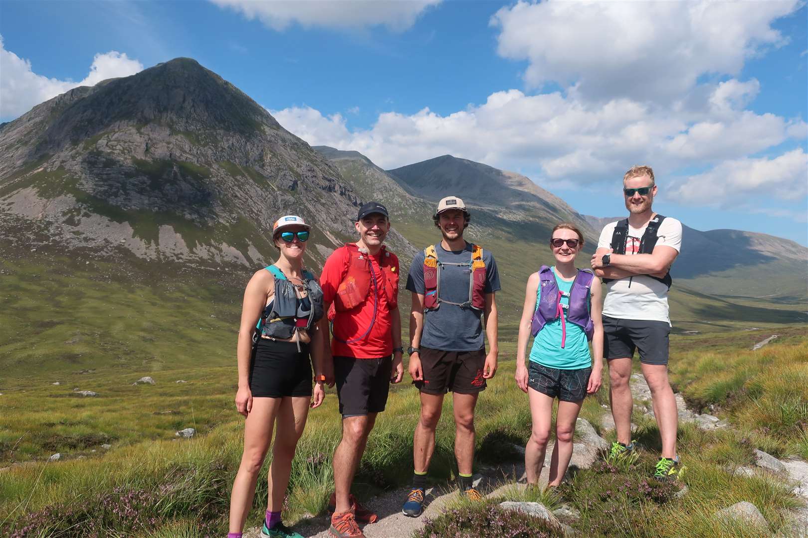 Lucy, Richard, Joe, Kay and Richard at the southern end of the Lairig Ghru.