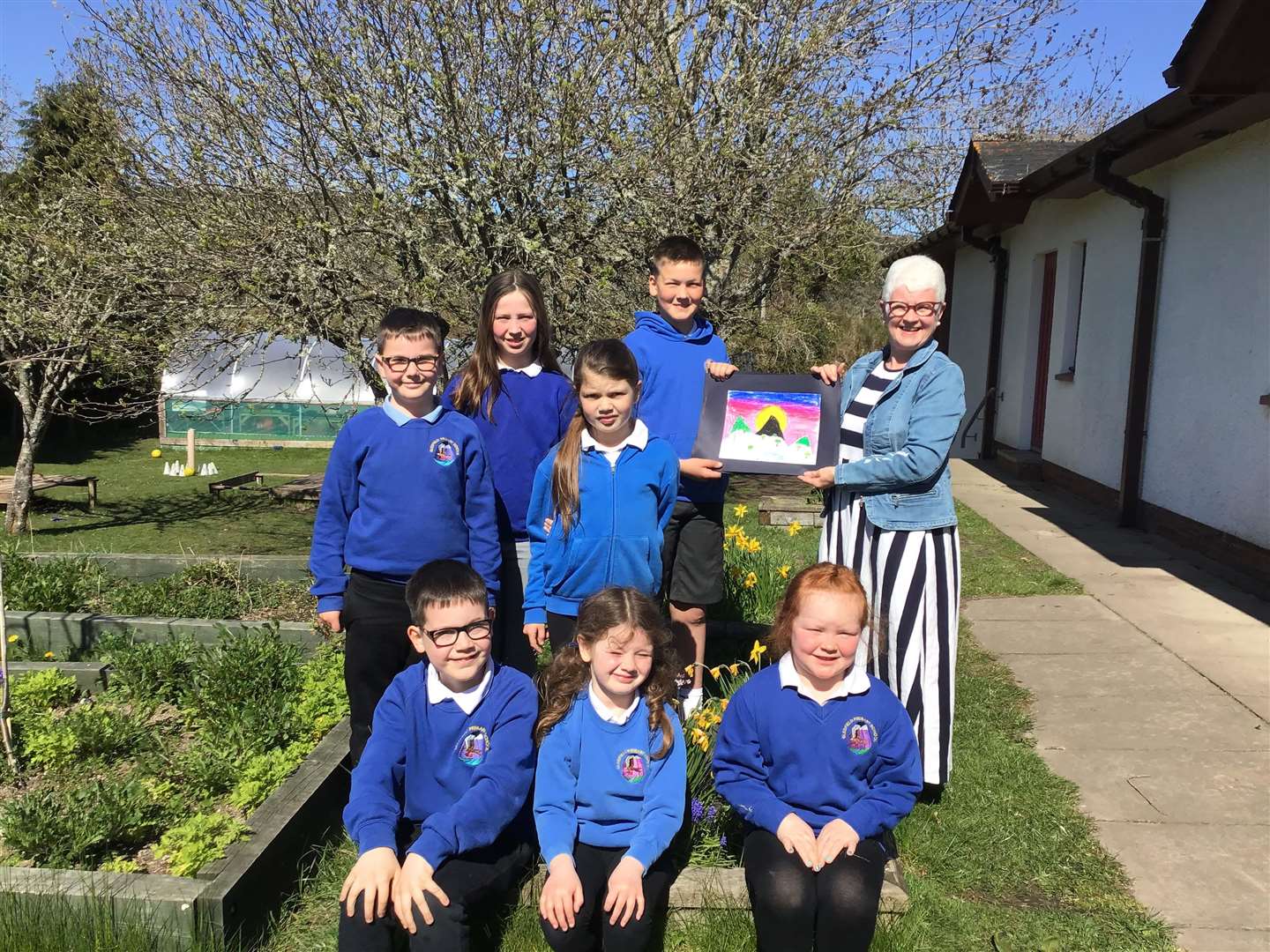 Deputy Lieutenant Christine Mackay, Ardgay, dropped into Gledfield Primary School to pick up their competition entries.