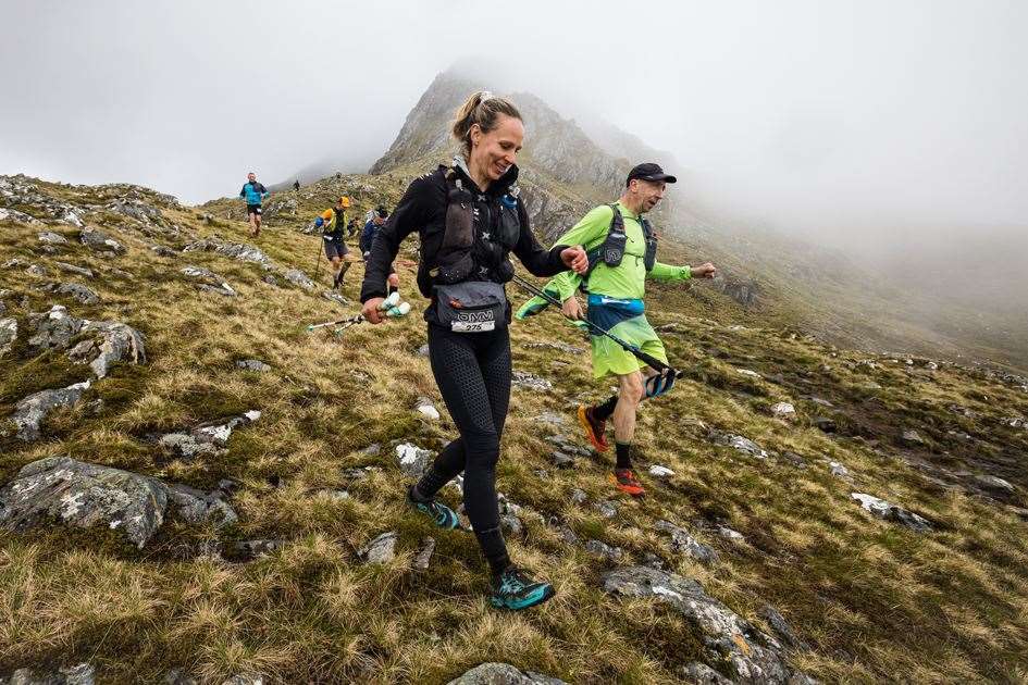 Scot Amy Sutherland and Ukrainian Andrey Prihodko on day three of CWU2022 - ©Cape Wrath Ultra & No Limits Photography