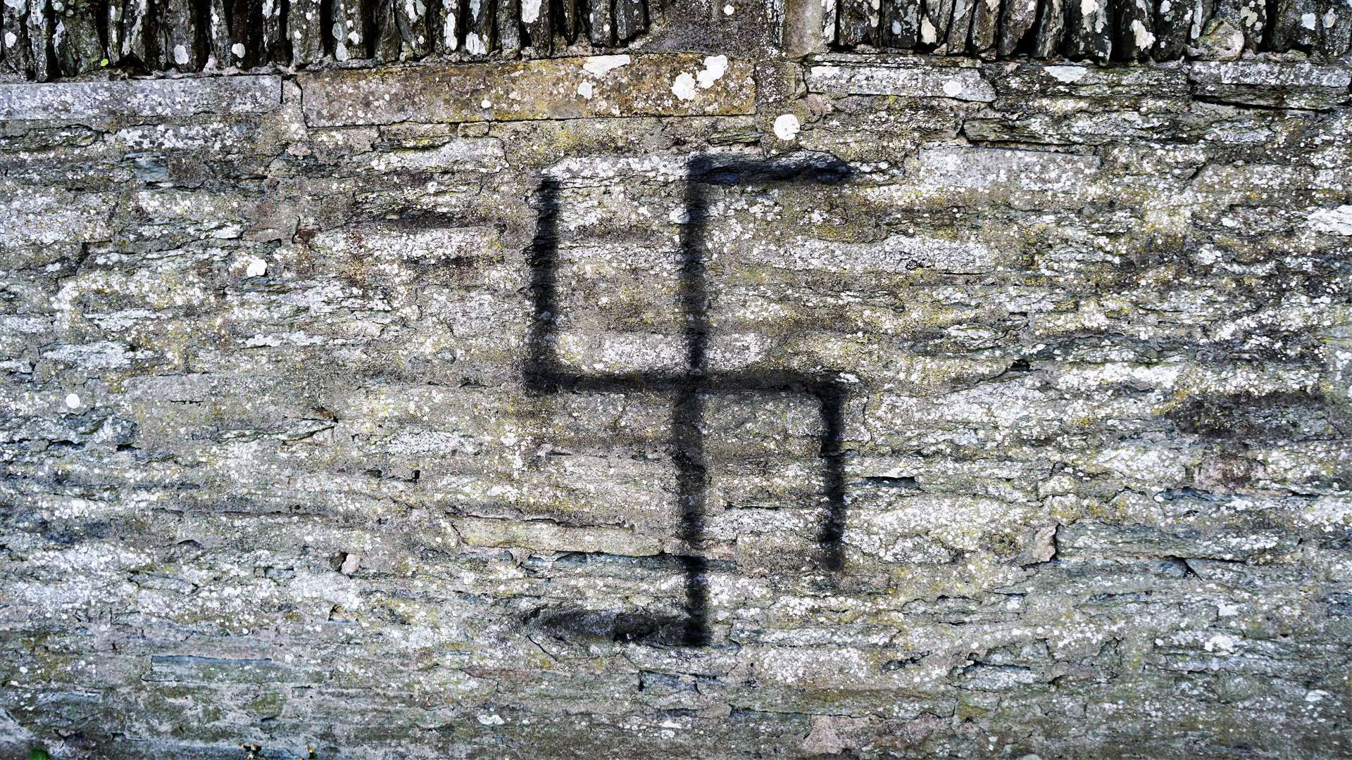 Swastika graffiti on the Mall walkway by River Thurso. Picture: DGS